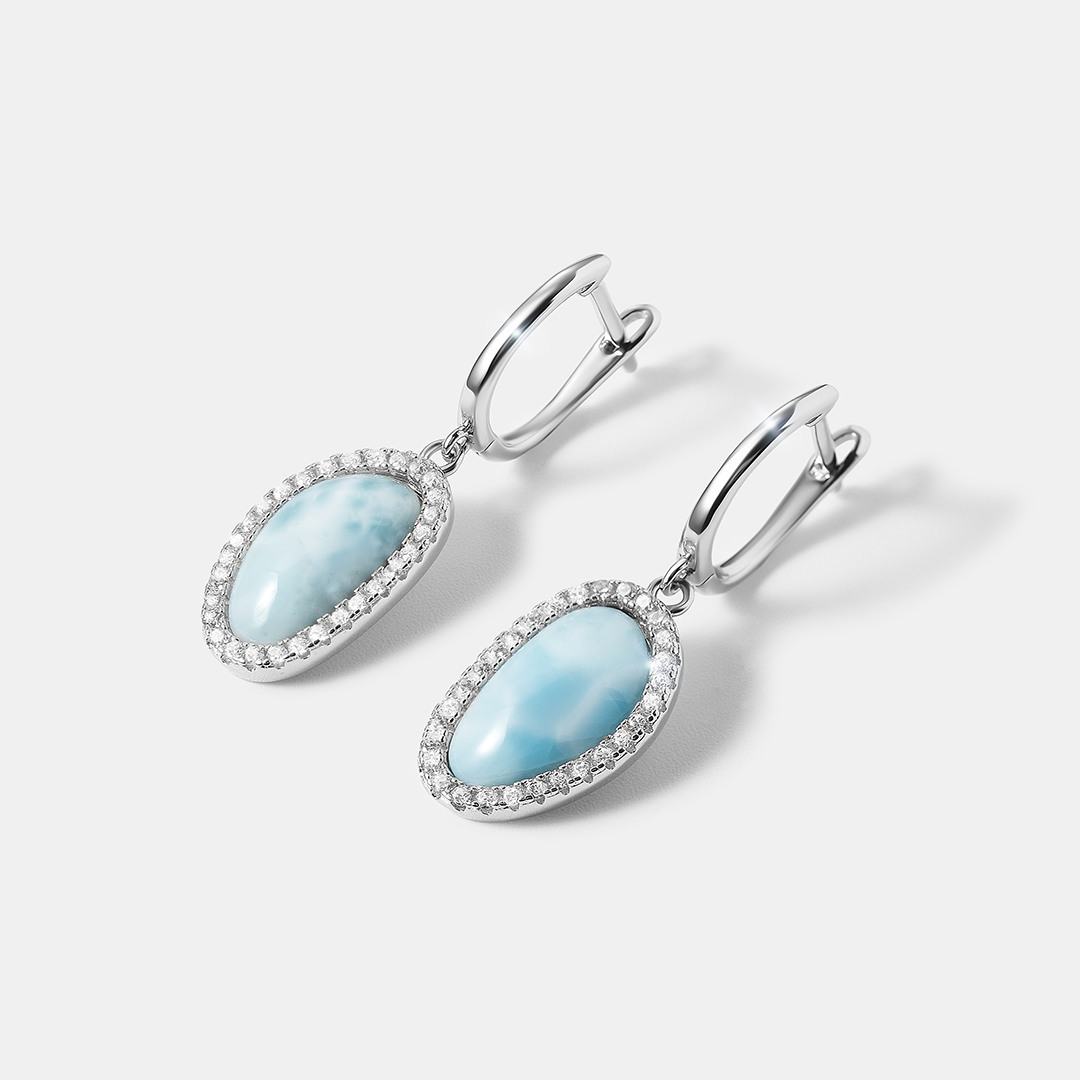 Серебряные серьги с ларимарами
