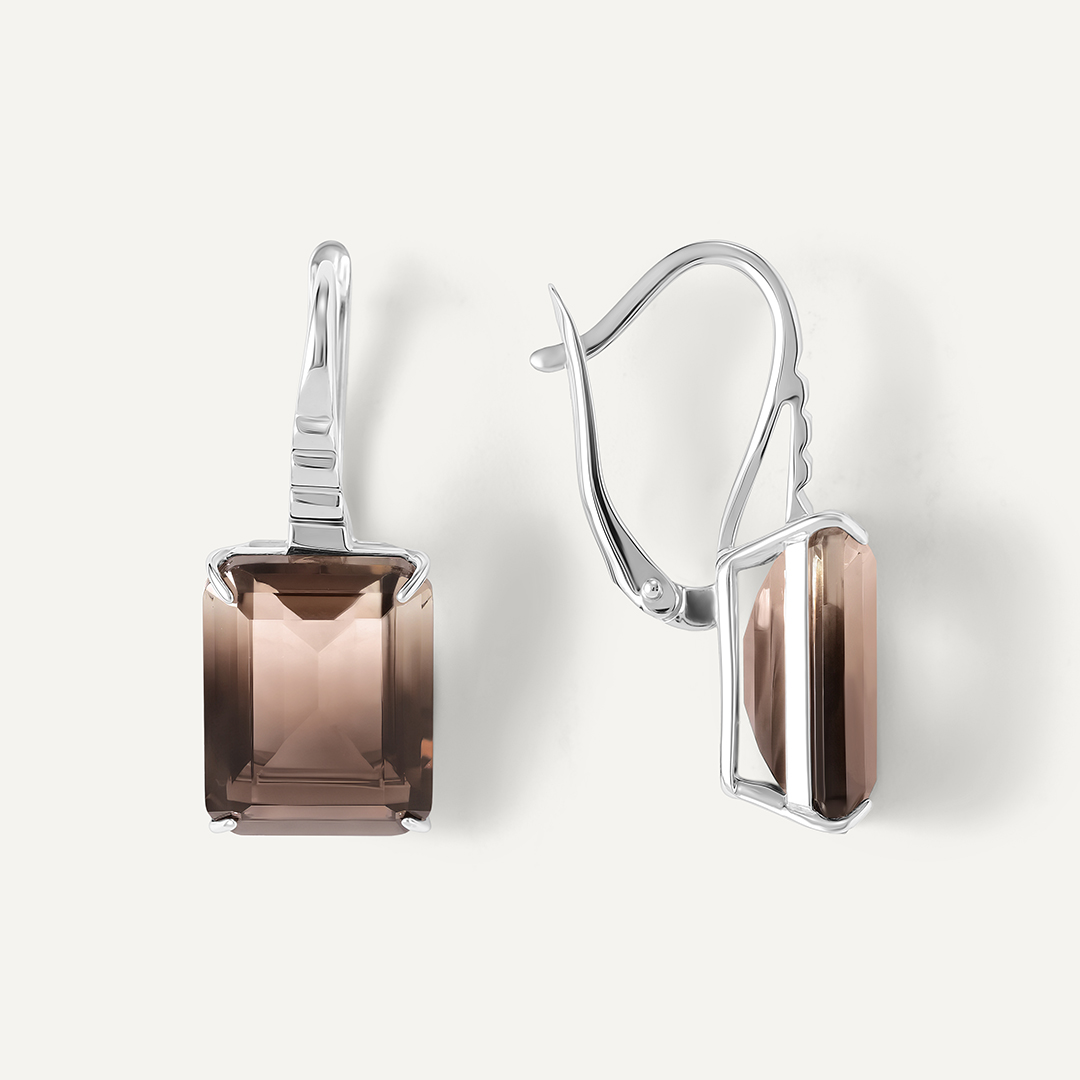 Серебряные серьги с раухцитринами