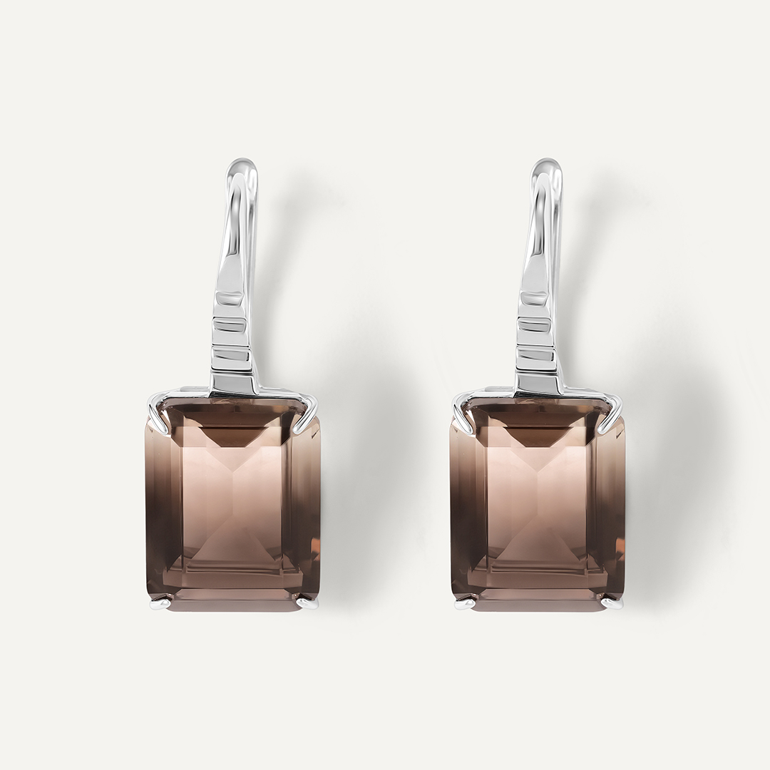 Серебряные серьги с раухцитринами