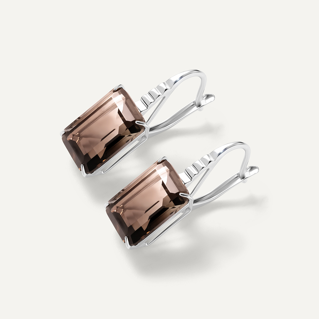 Серебряные серьги с раухцитринами