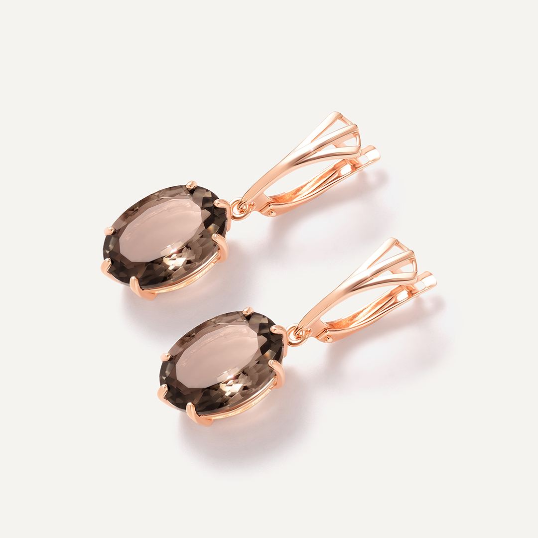 Серебряные серьги с раухцитринами