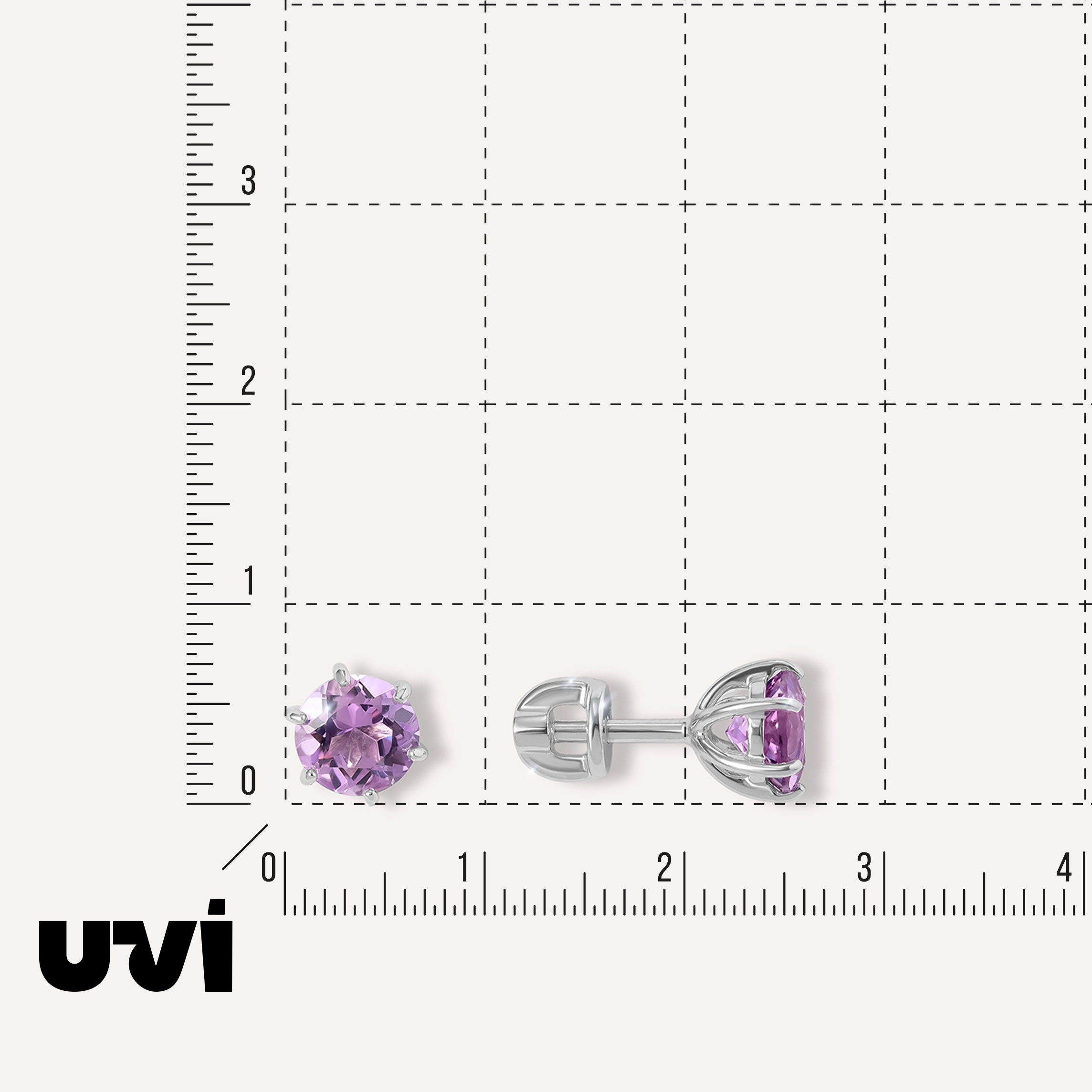 Серебряные серьги-пусеты с аметистами