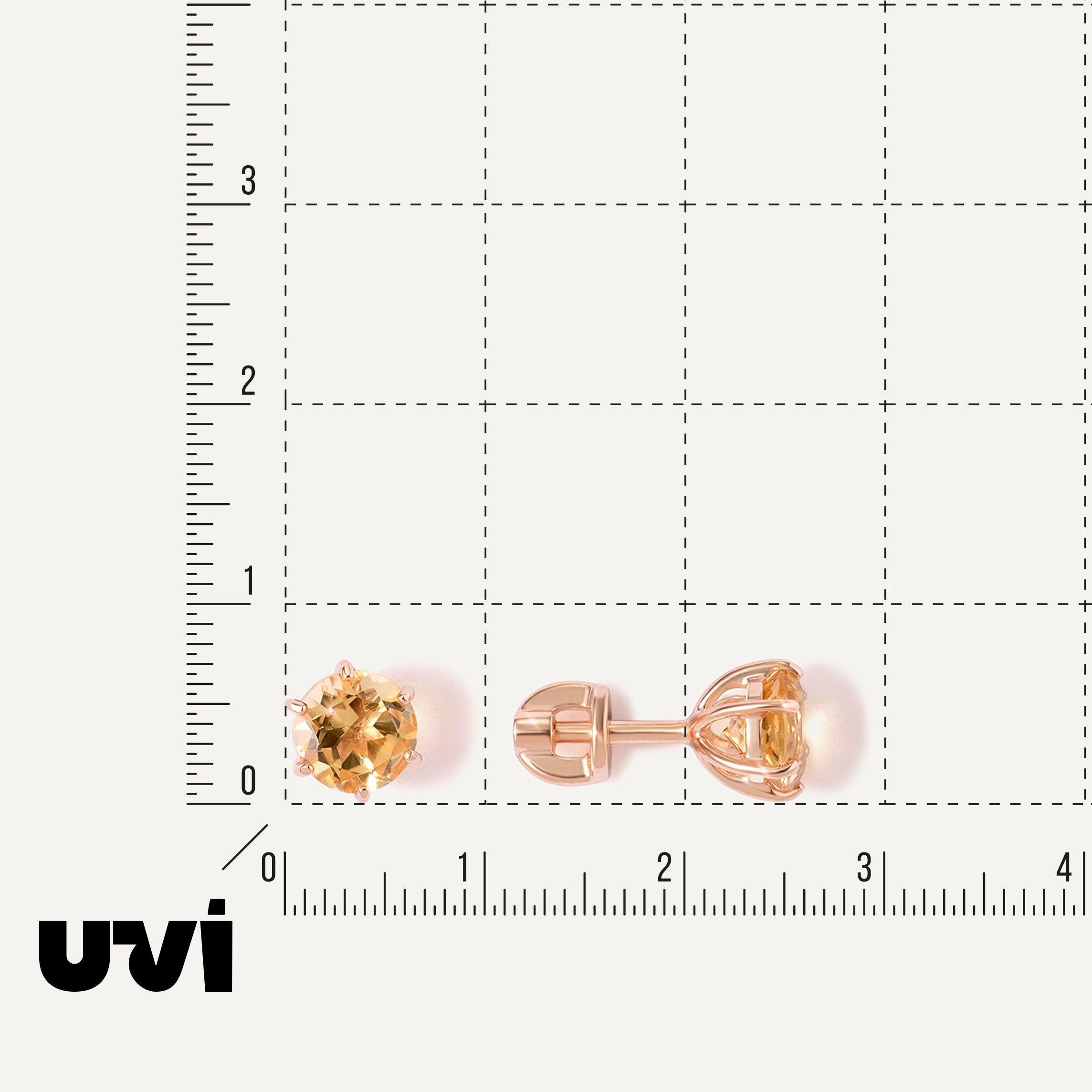 Серебряные серьги-пусеты с цитринами