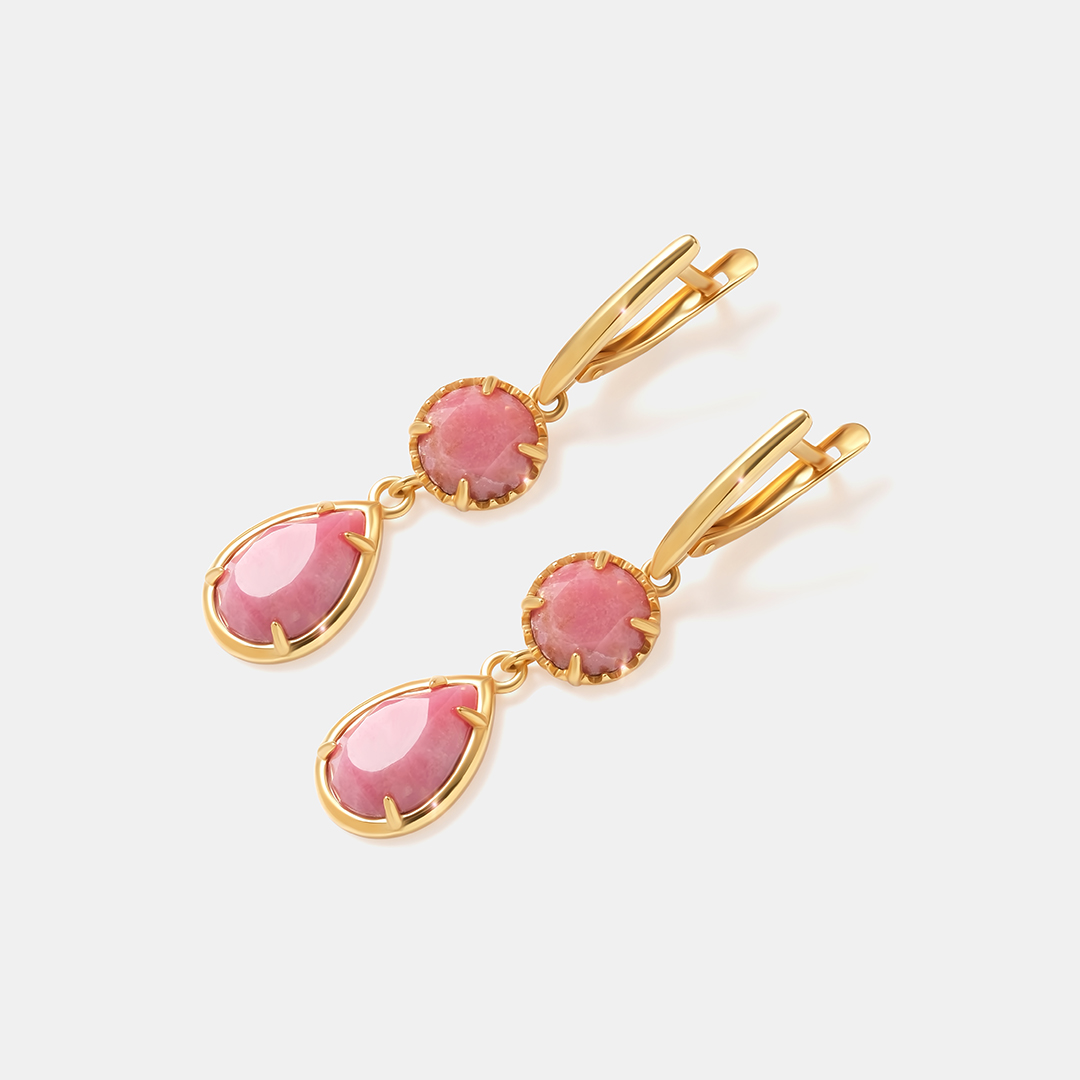Серебряные серьги с родонитами