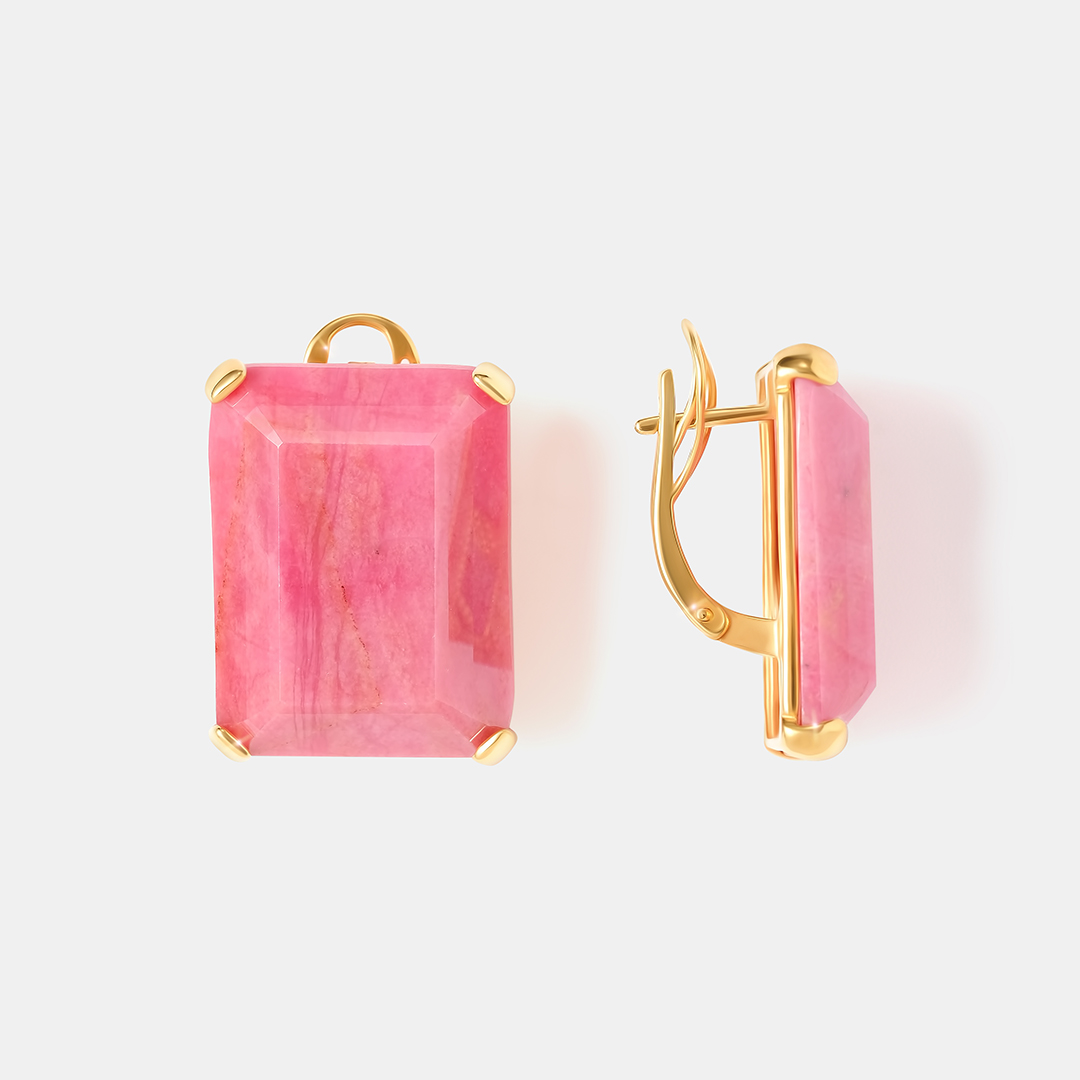 Серебряные серьги с родонитами