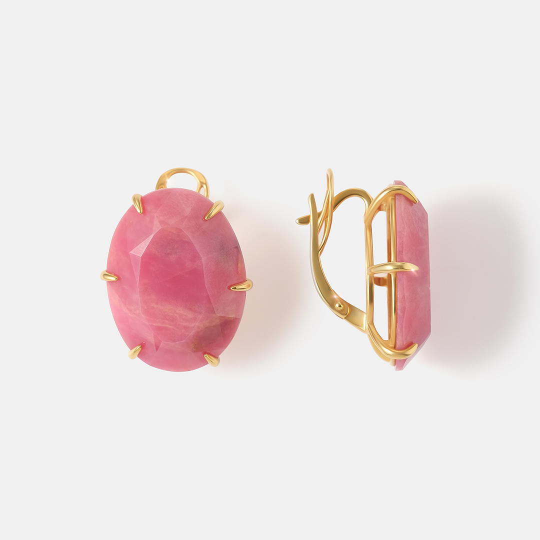 Серебряные серьги с родонитами