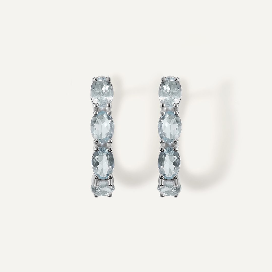 Серебряные серьги с аквамаринами