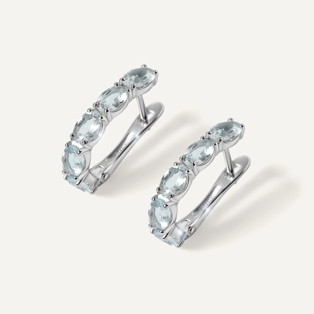 Серебряные серьги с аквамаринами