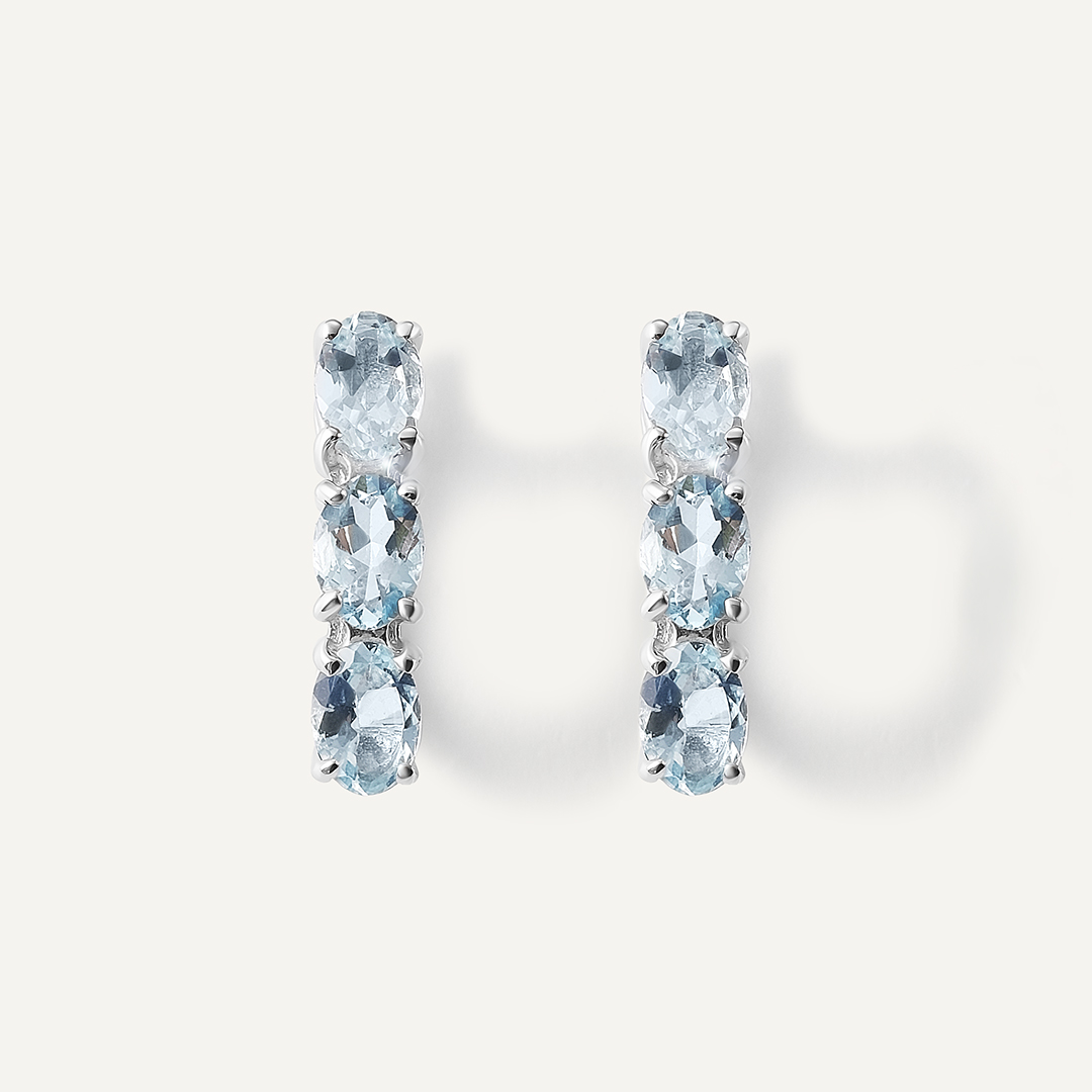 Серебряные серьги с аквамаринами