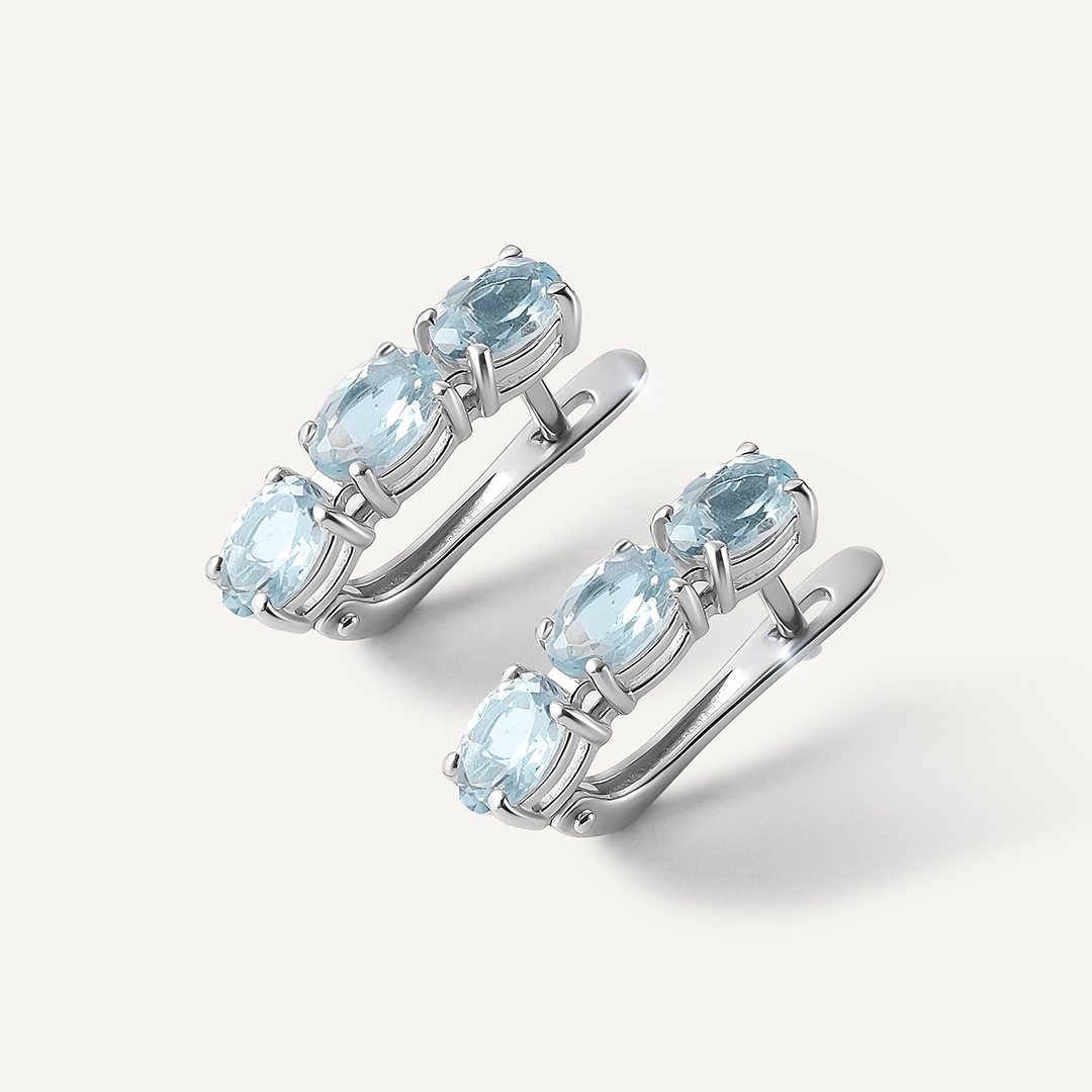 Серебряные серьги с аквамаринами