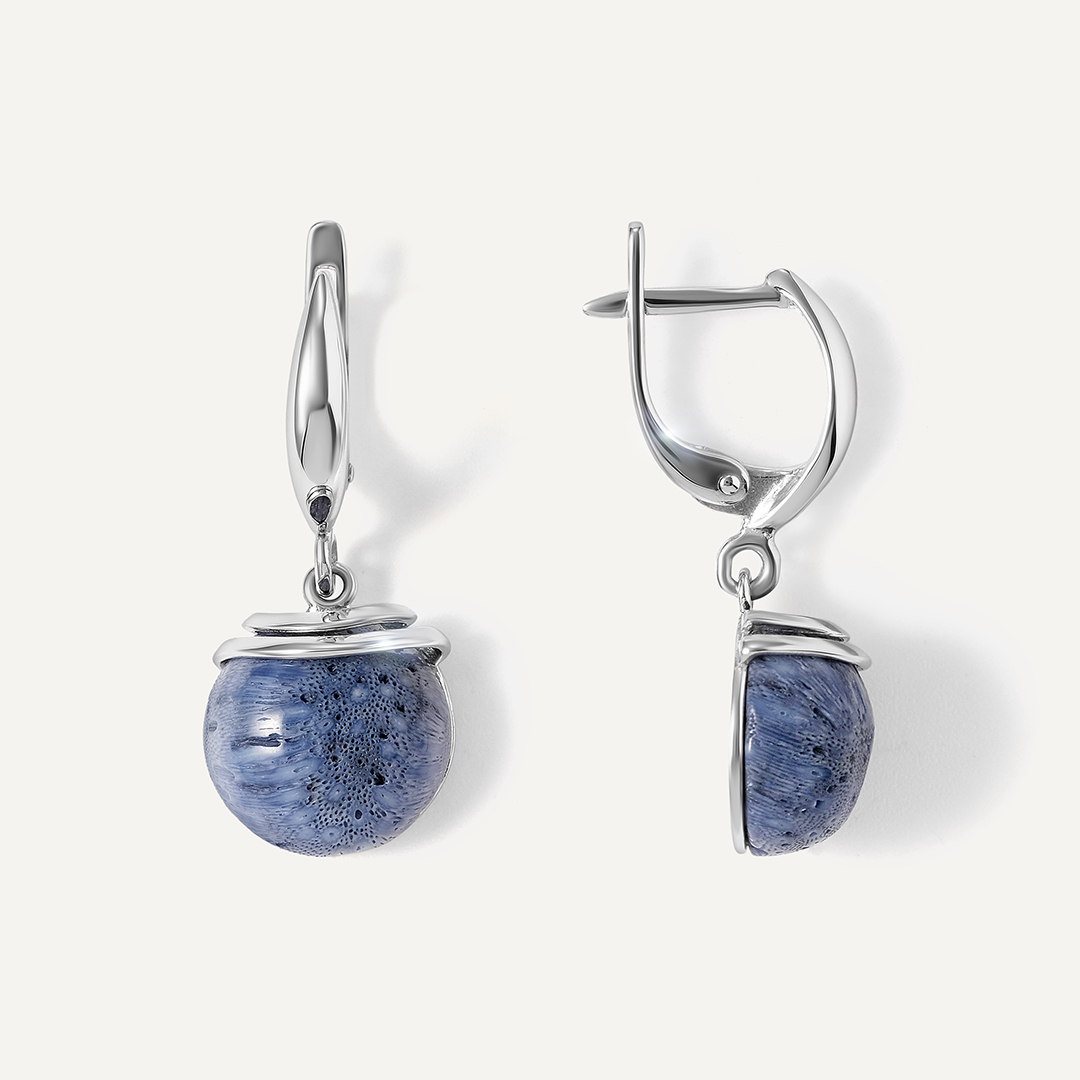 Серебряные серьги с кораллами Акори