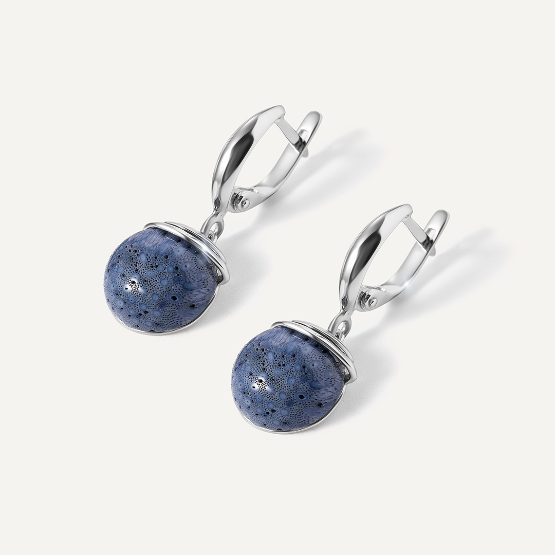 Серебряные серьги с кораллами Акори