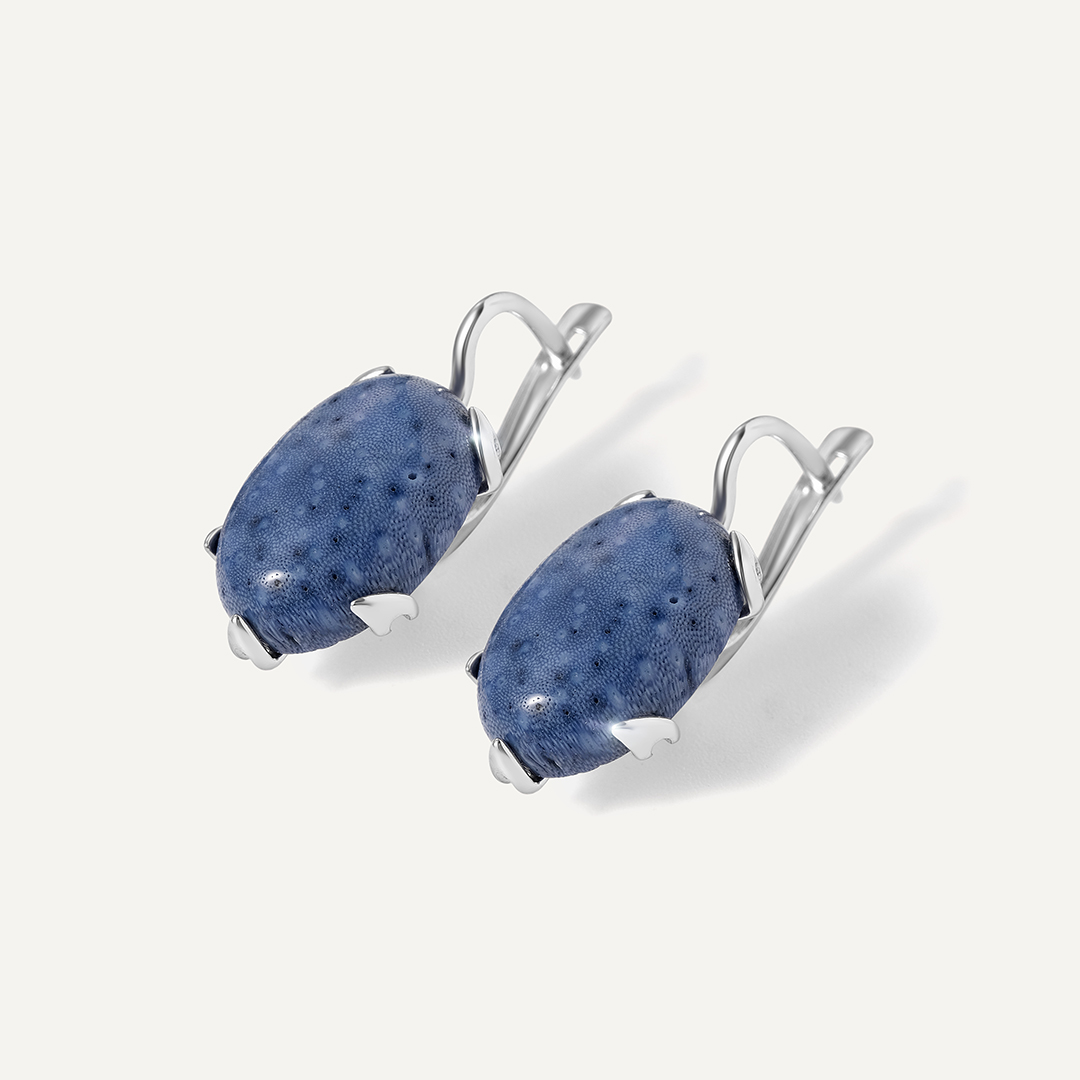 Серебряные серьги с кораллами Акори