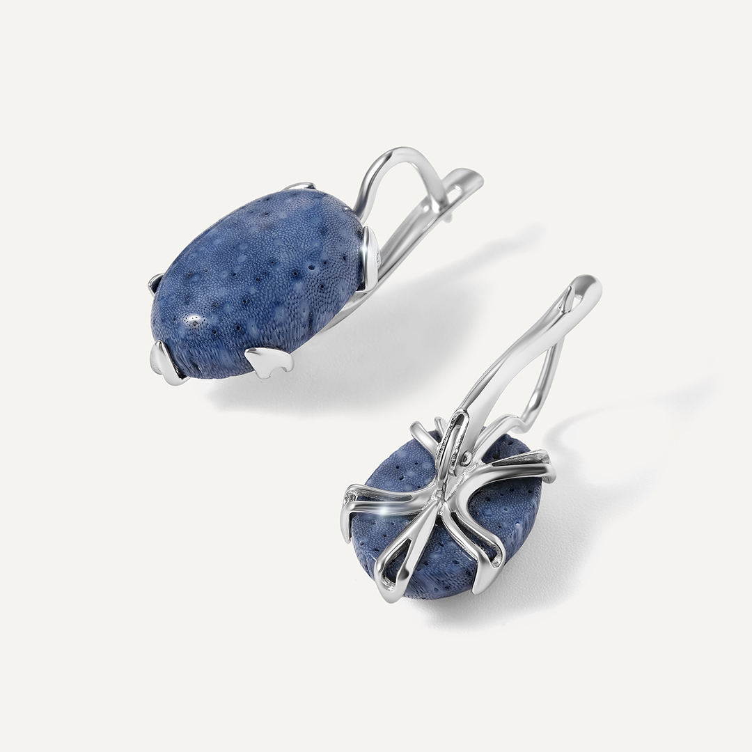 Серебряные серьги с кораллами Акори