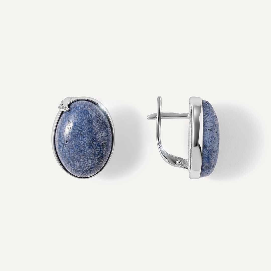 Серебряные серьги с кораллами Акори