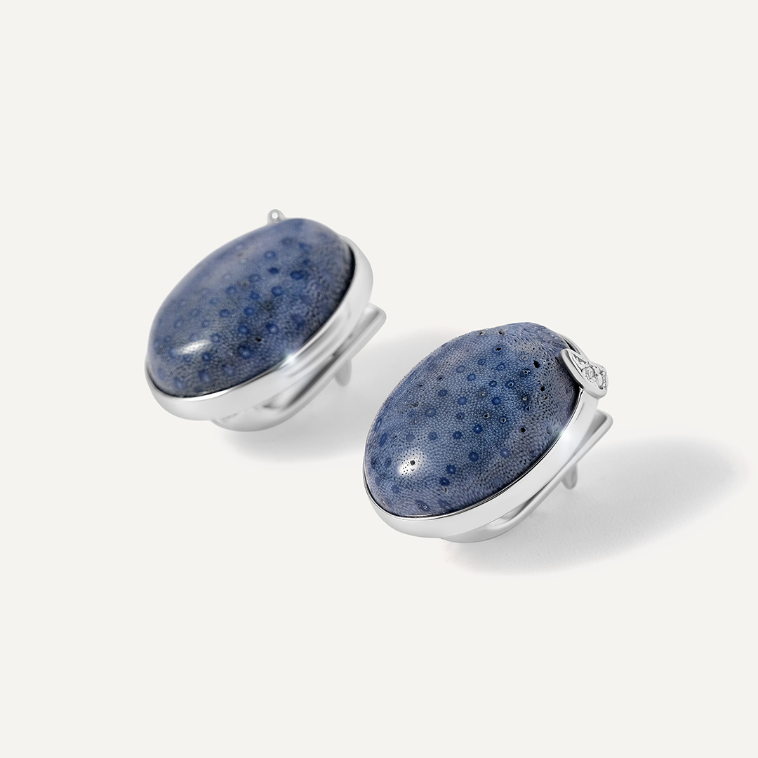Серебряные серьги с кораллами Акори