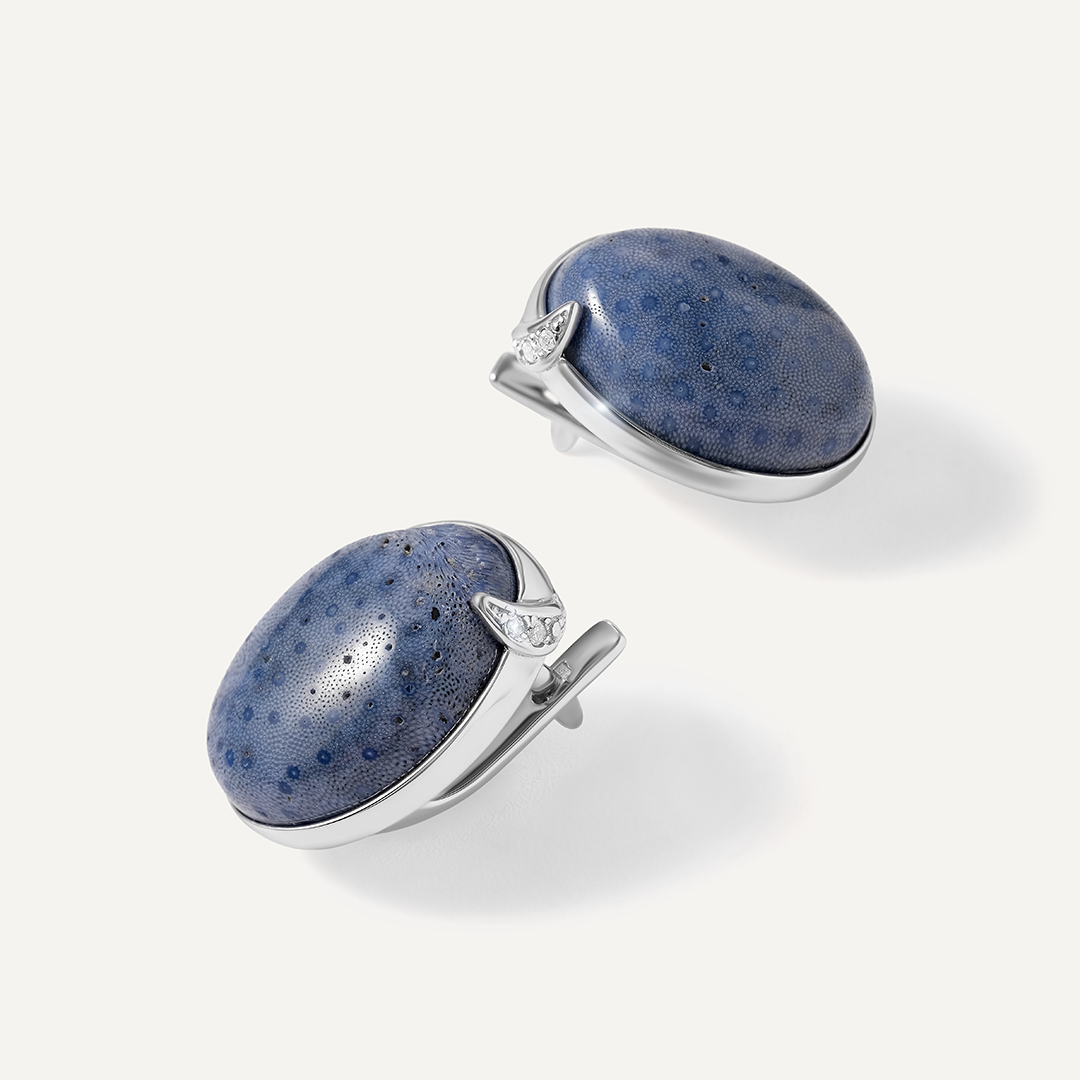 Серебряные серьги с кораллами Акори