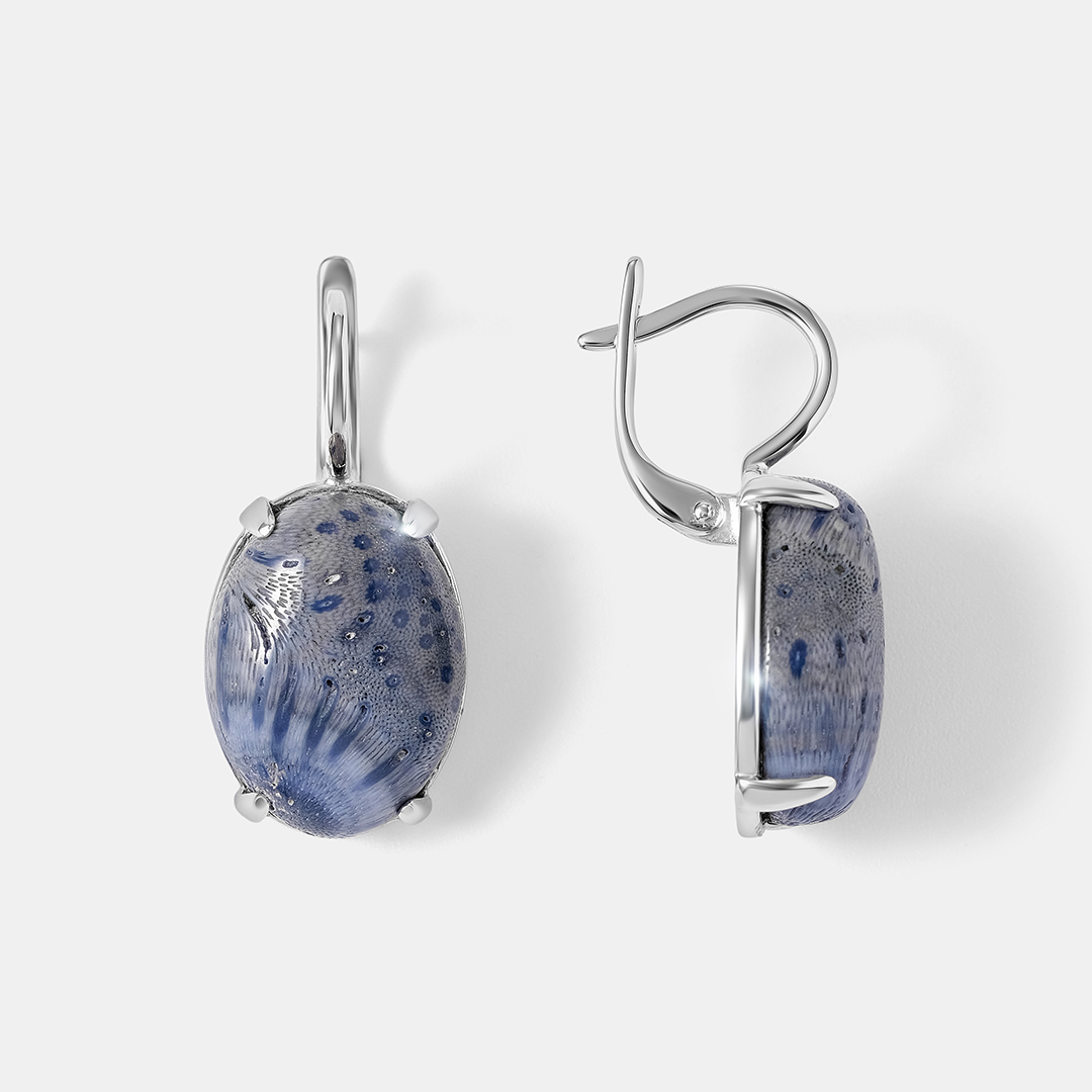 Серебряные серьги с кораллами Акори