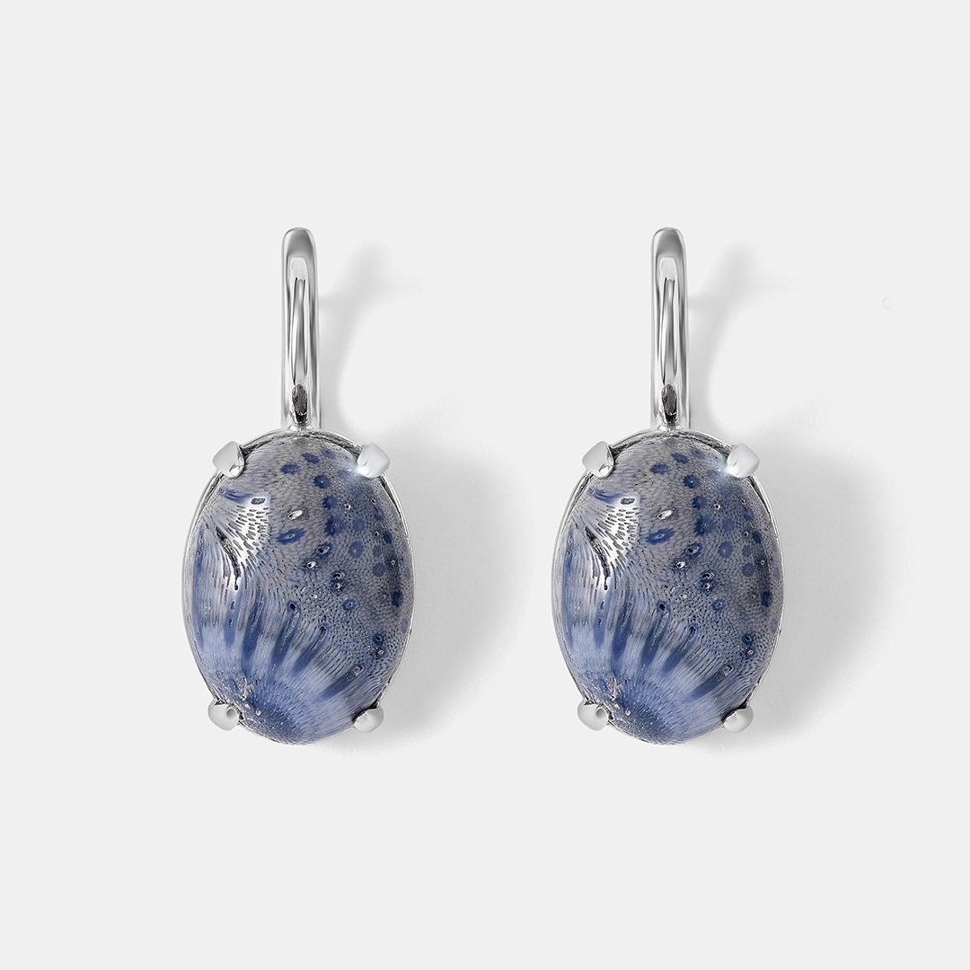 Серебряные серьги с кораллами Акори
