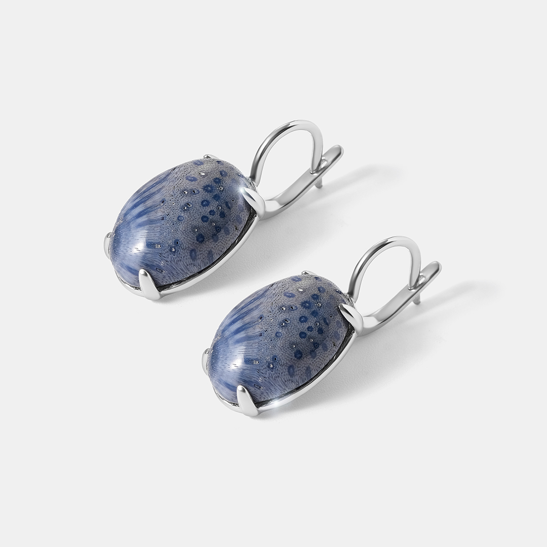 Серебряные серьги с кораллами Акори
