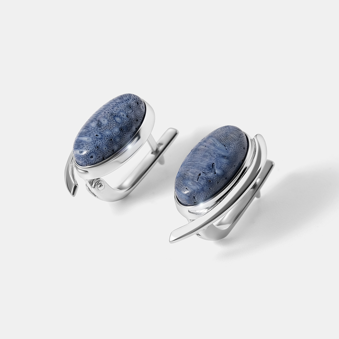 Серебряные серьги с кораллами Акори