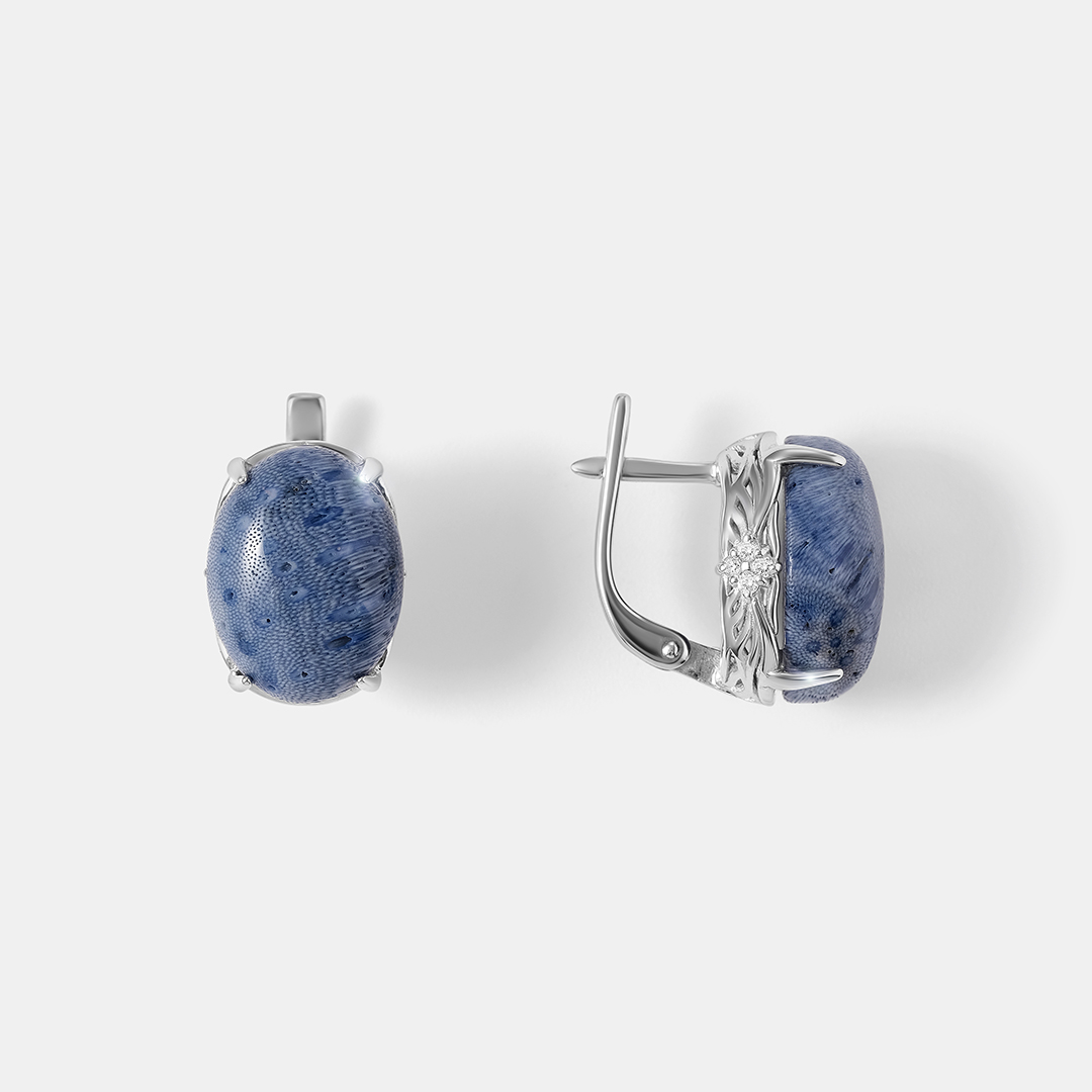 Серебряные серьги с кораллами Акори