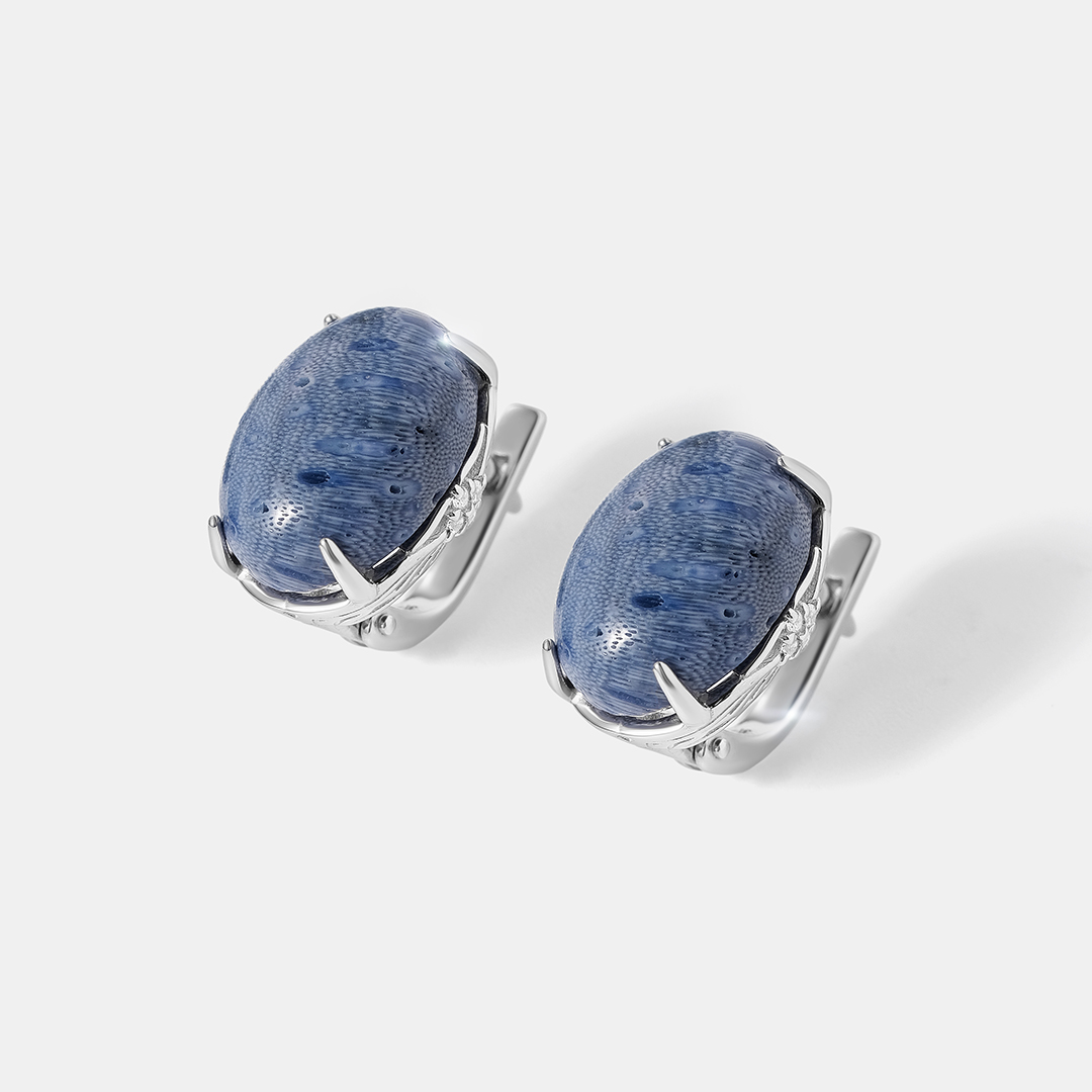 Серебряные серьги с кораллами Акори