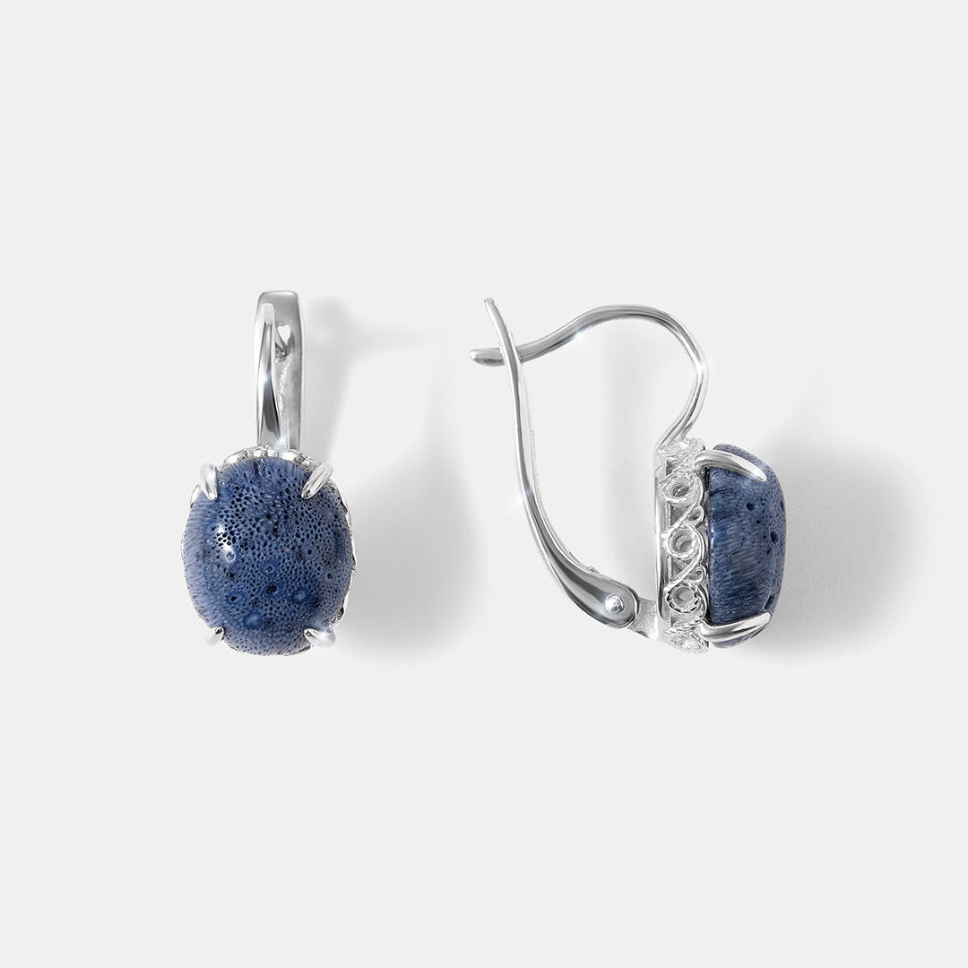 Серебряные серьги с кораллами Акори