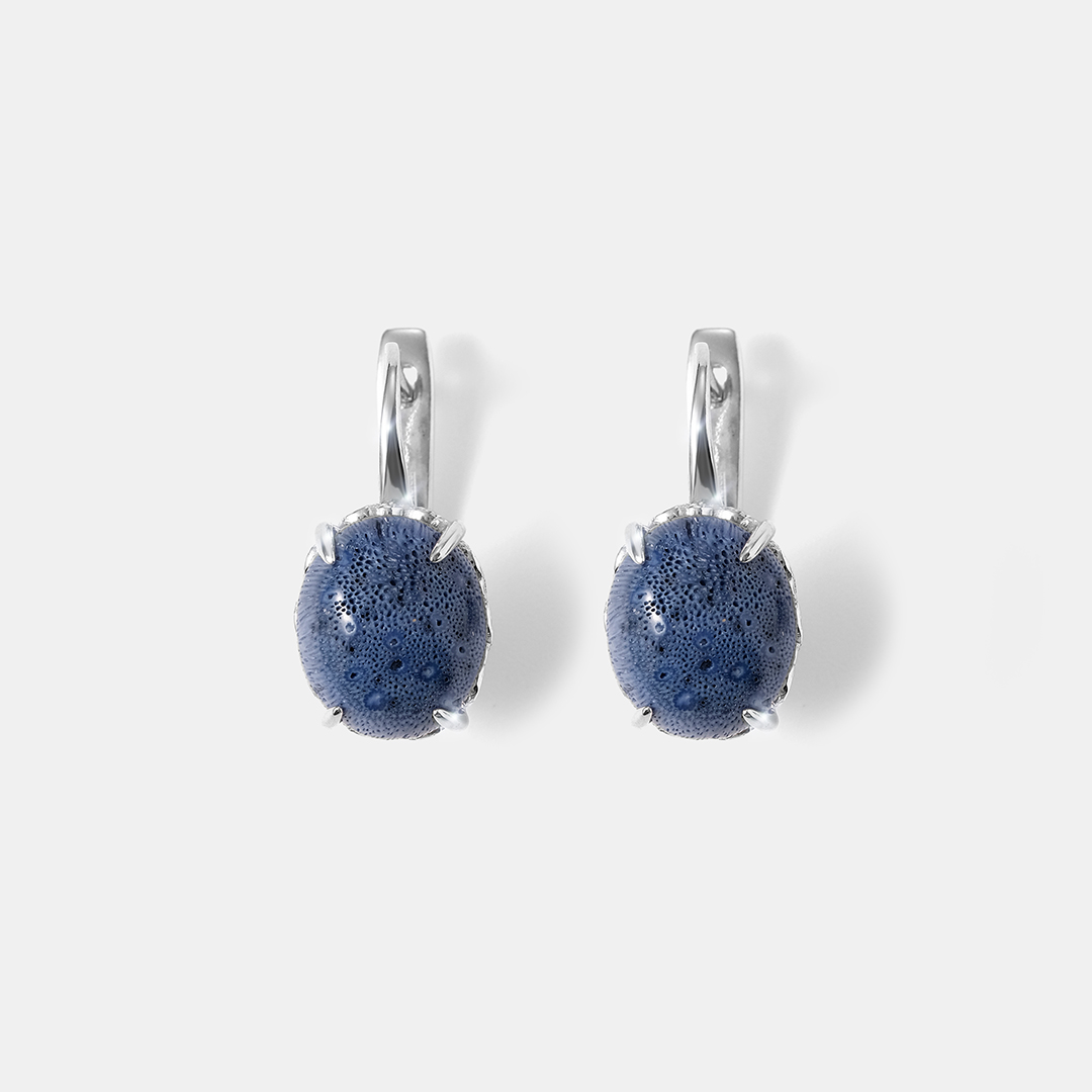 Серебряные серьги с кораллами Акори