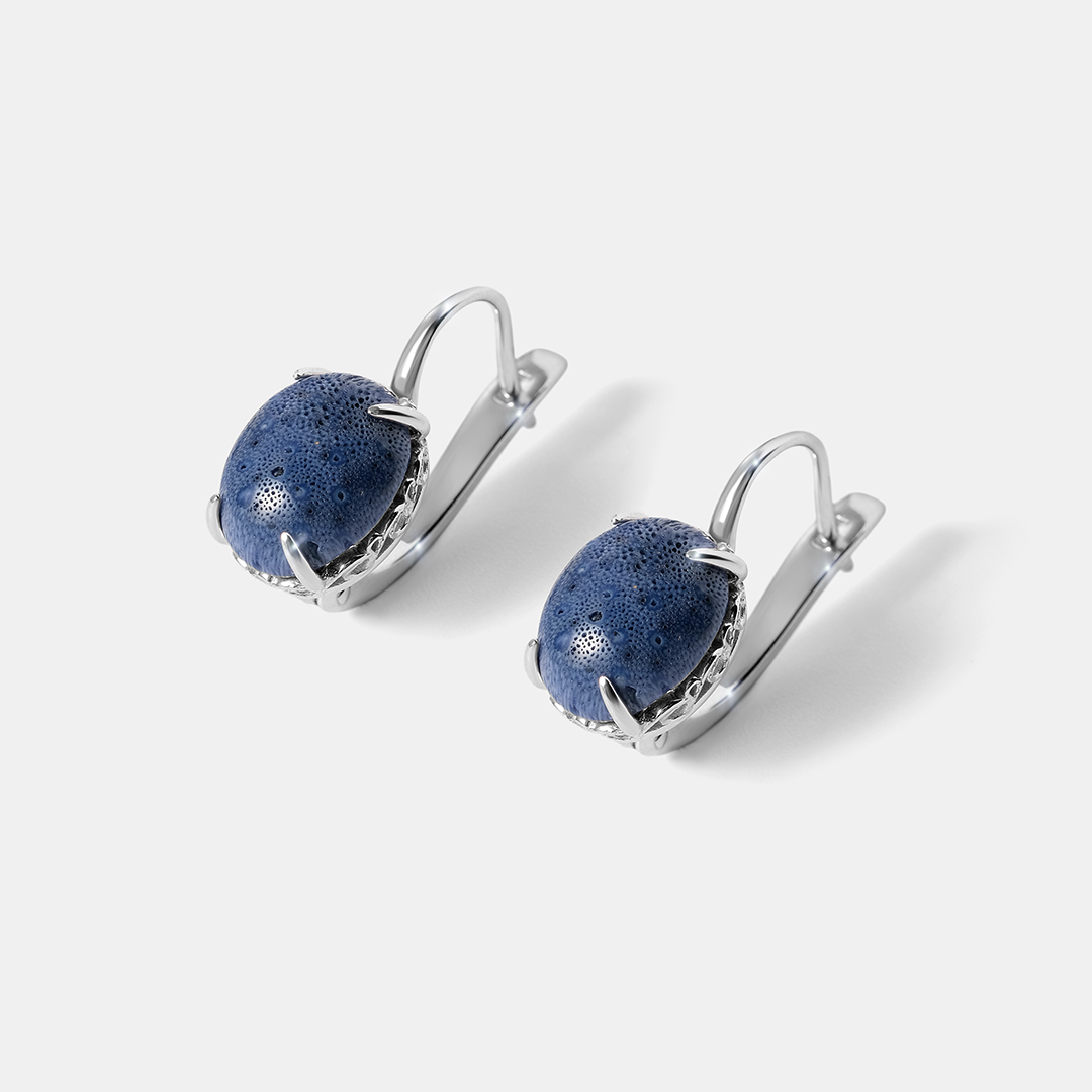Серебряные серьги с кораллами Акори