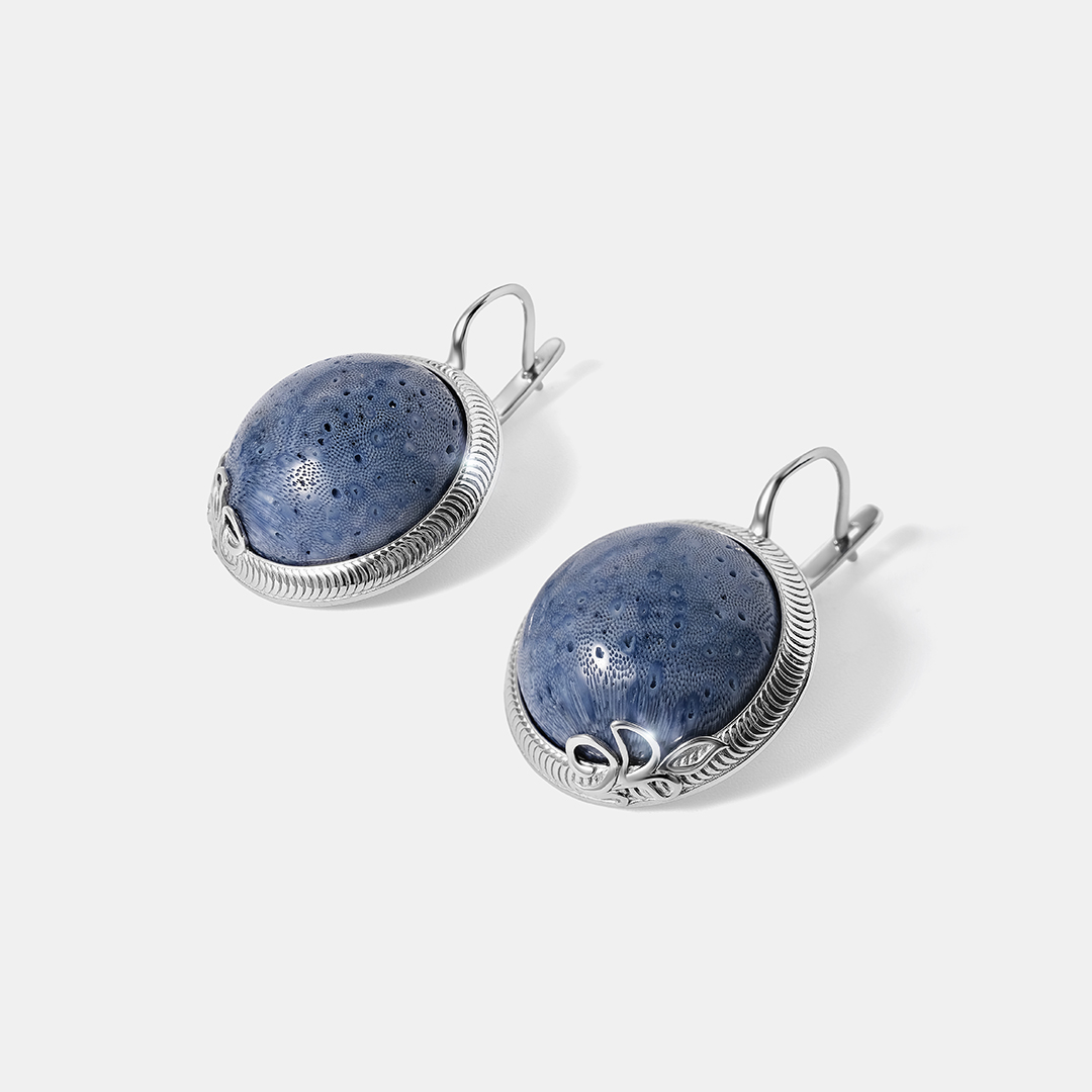 Серебряные серьги с кораллами Акори