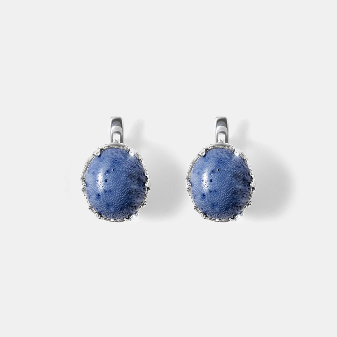 Серебряные серьги с кораллами Акори