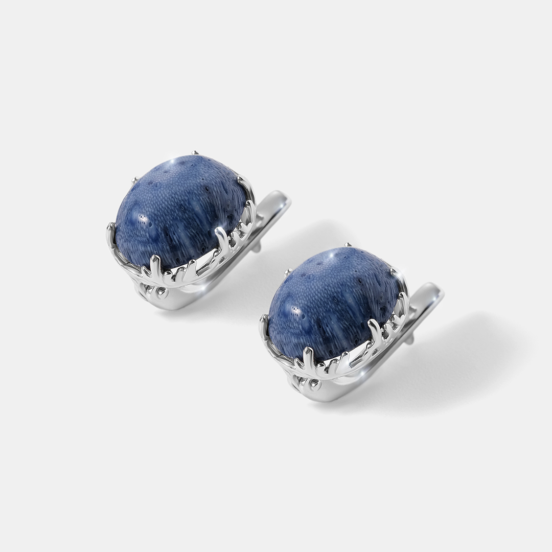 Серебряные серьги с кораллами Акори