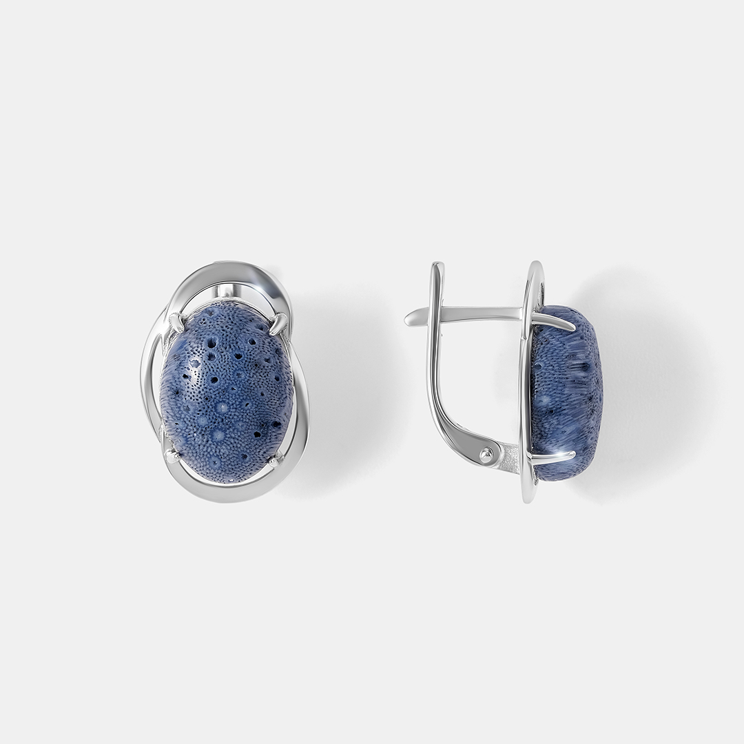Серебряные серьги с кораллами Акори