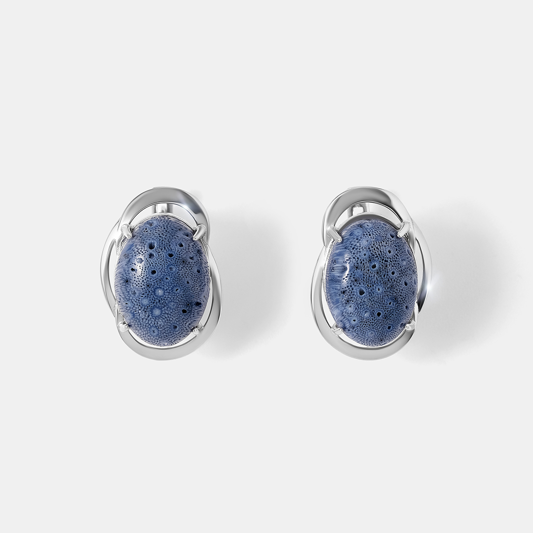 Серебряные серьги с кораллами Акори