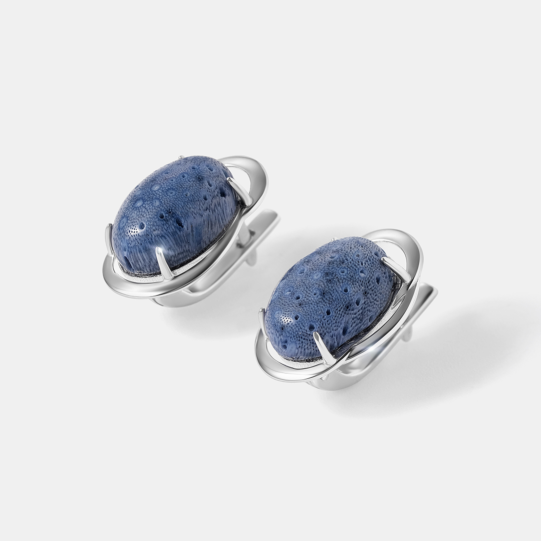 Серебряные серьги с кораллами Акори