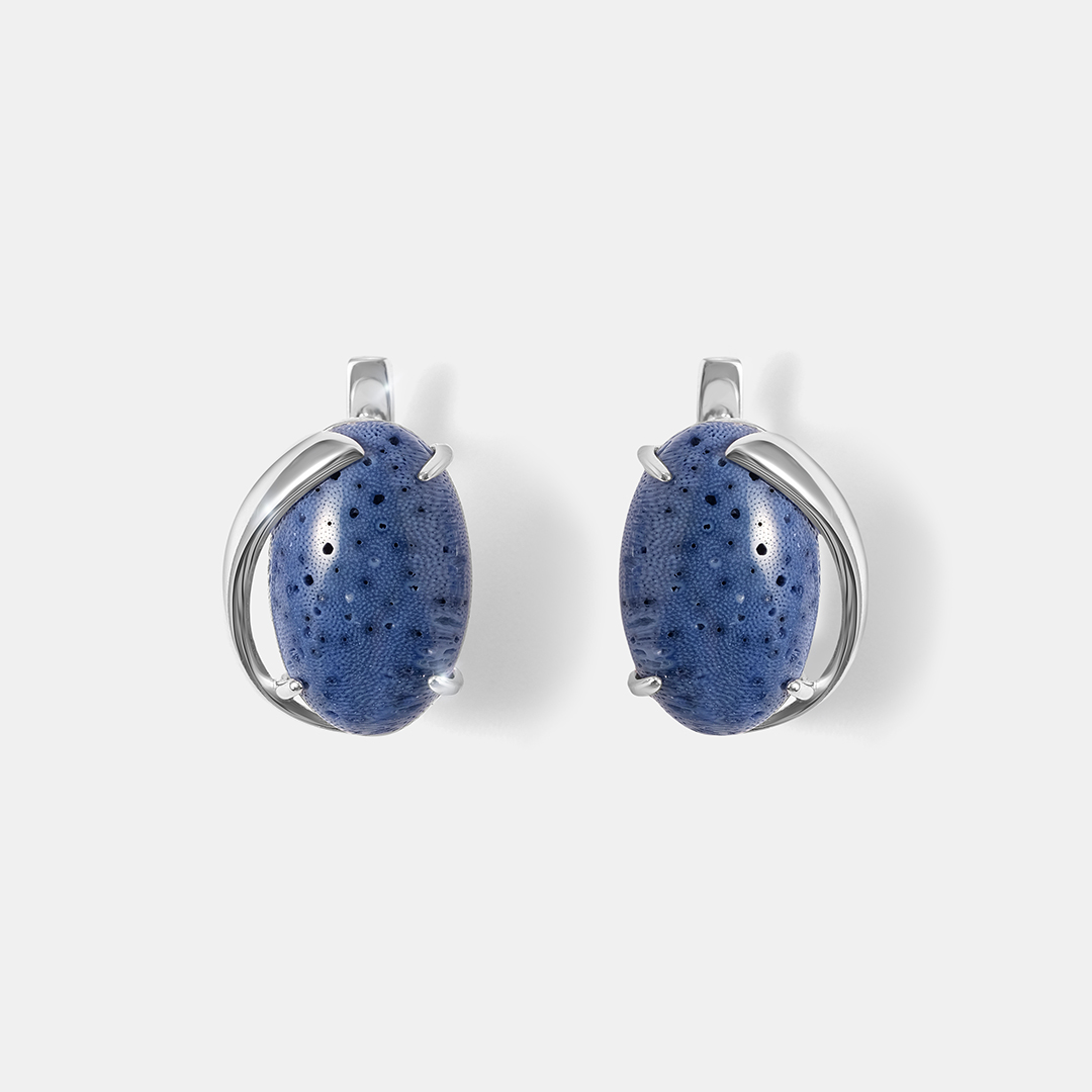 Серебряные серьги с кораллами Акори
