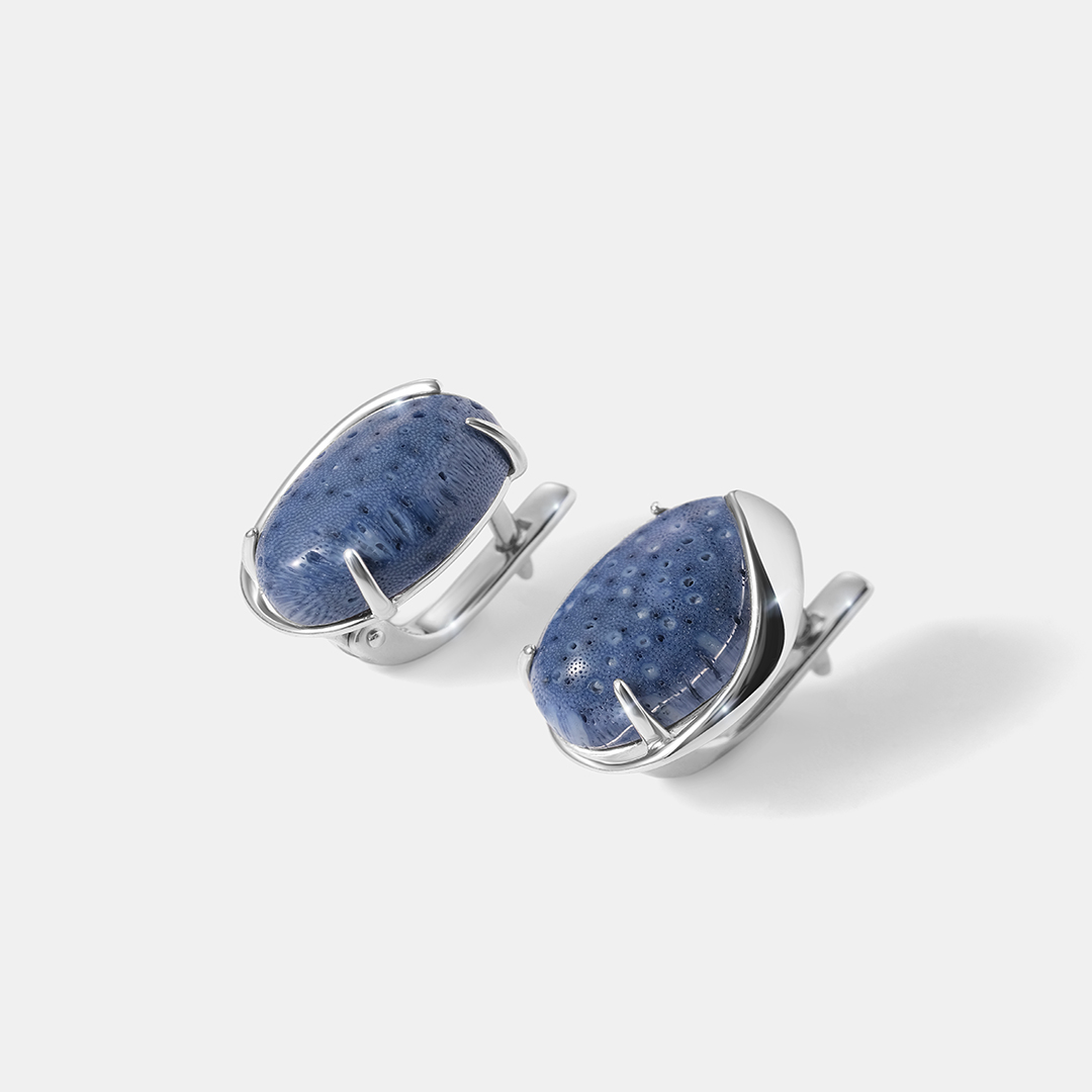 Серебряные серьги с кораллами Акори