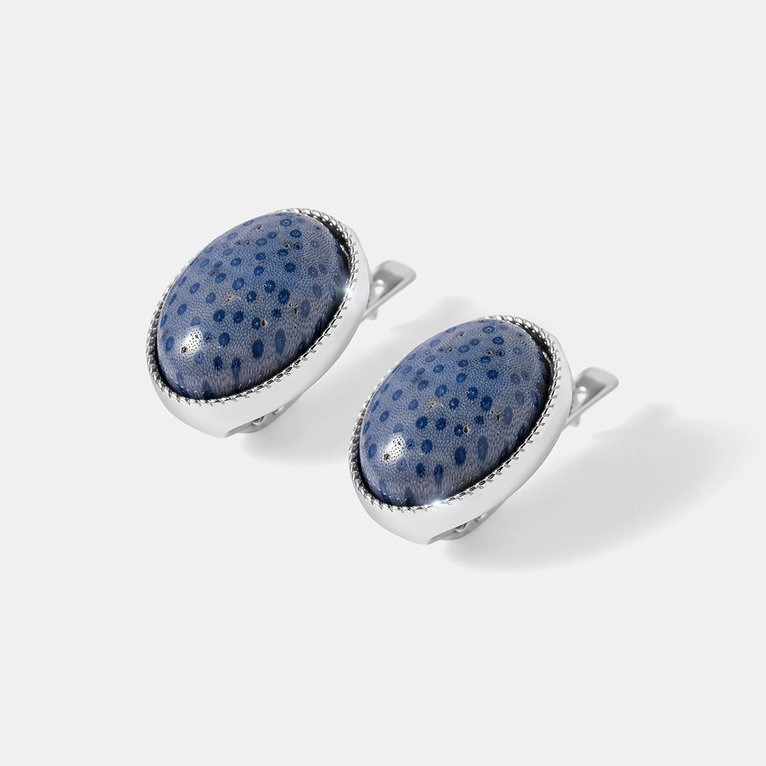 Серебряные серьги с кораллами Акори