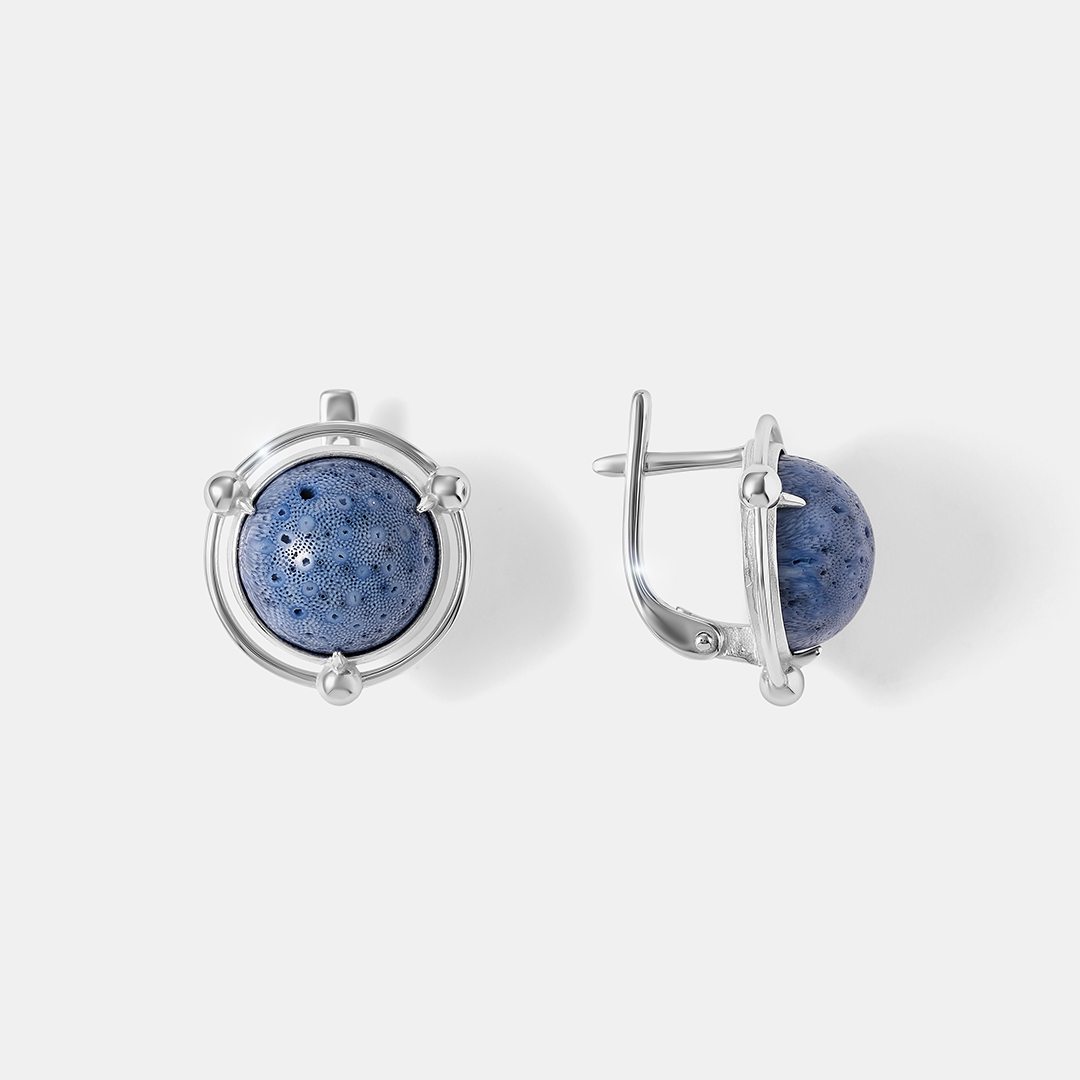 Серебряные серьги с кораллами Акори