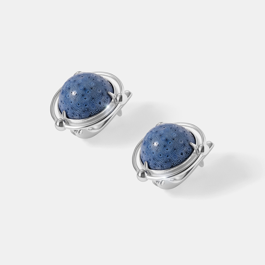 Серебряные серьги с кораллами Акори
