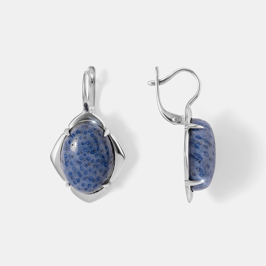 Серебряные серьги с кораллами Акори
