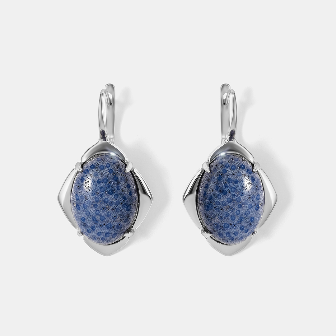 Серебряные серьги с кораллами Акори