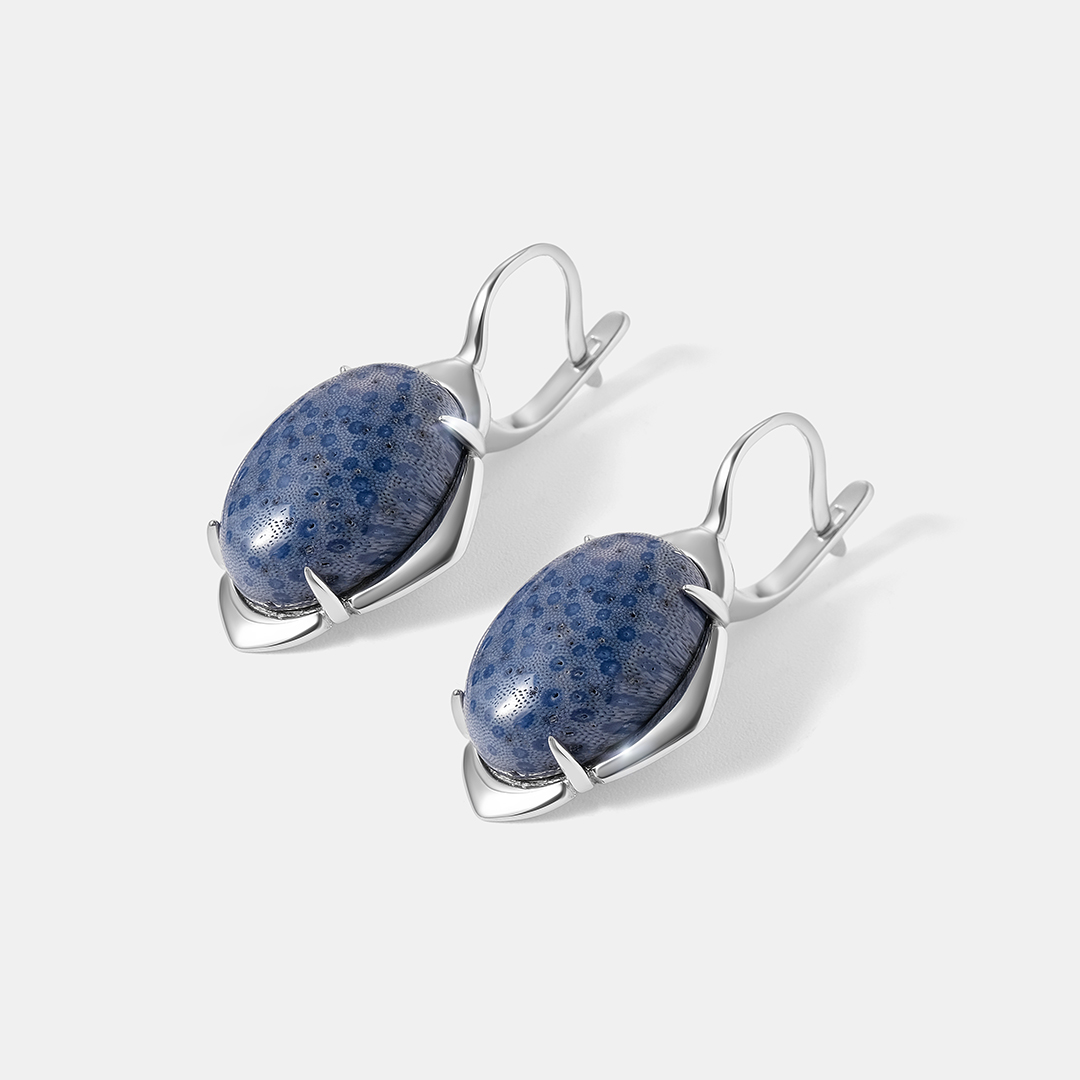 Серебряные серьги с кораллами Акори