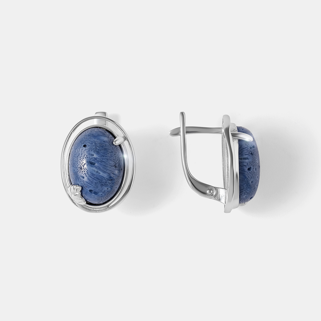 Серебряные серьги с кораллами Акори