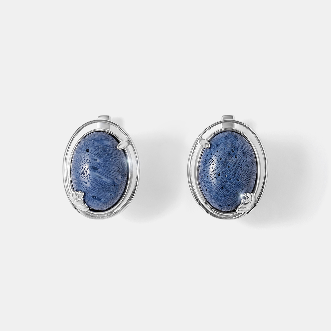 Серебряные серьги с кораллами Акори