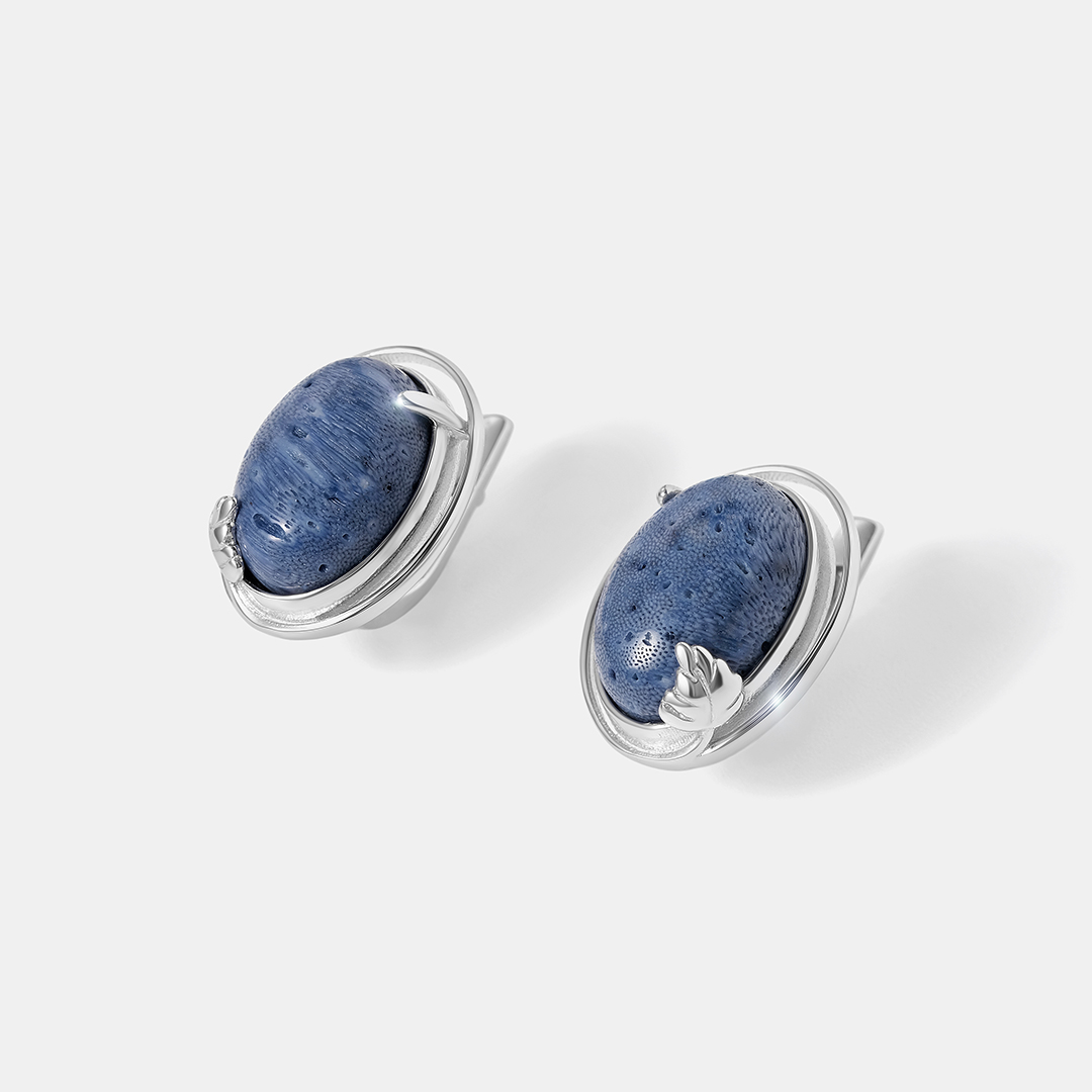 Серебряные серьги с кораллами Акори