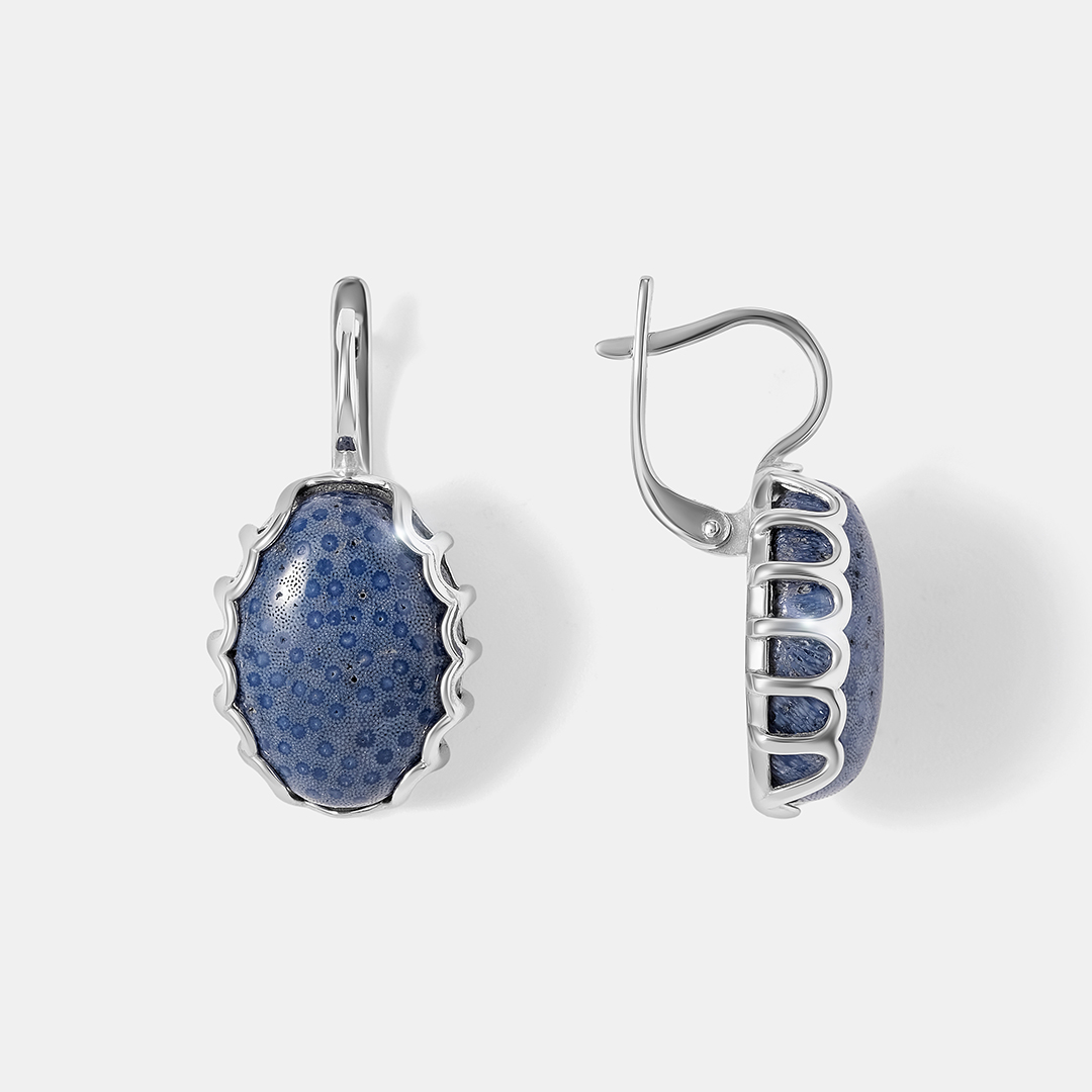 Серебряные серьги с кораллами Акори