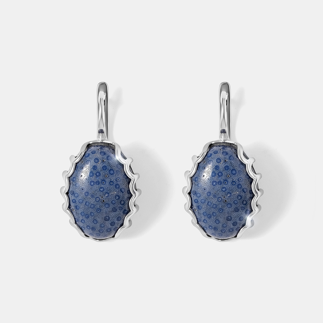 Серебряные серьги с кораллами Акори