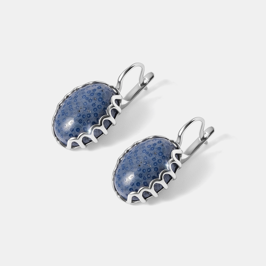Серебряные серьги с кораллами Акори